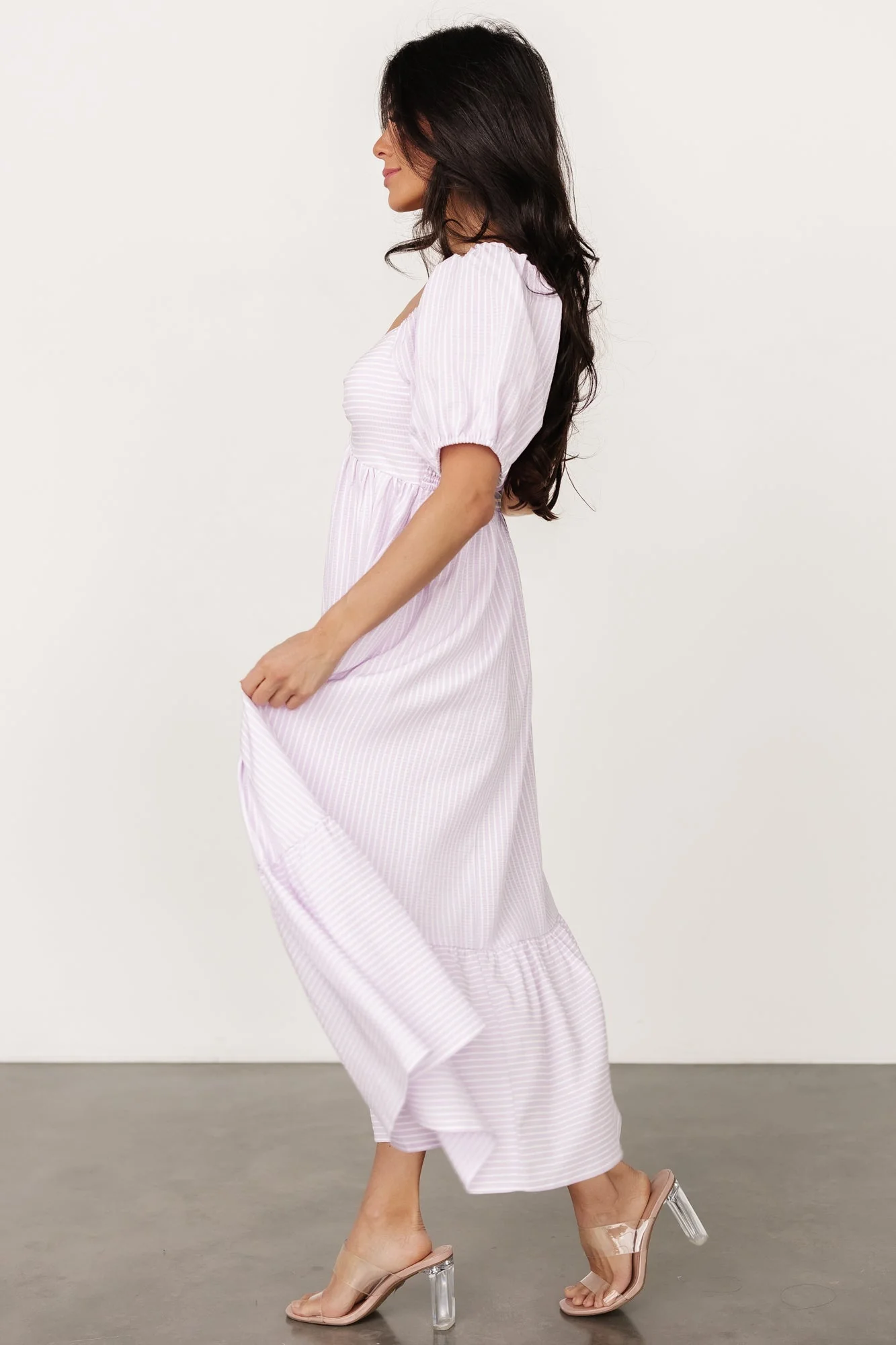 Poppy Midi Dress | Lavender + Off White