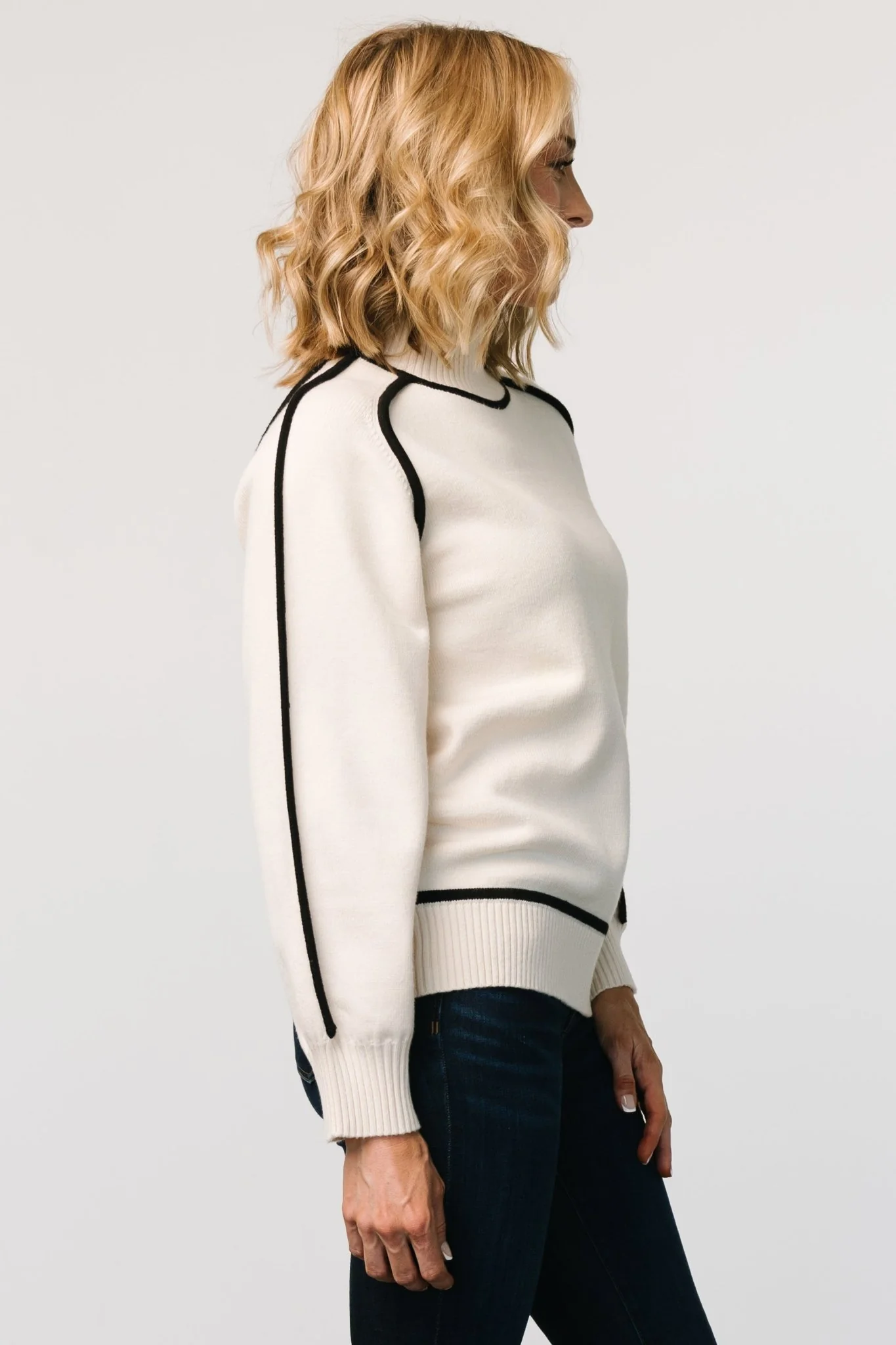 Harrington Sweater | Cream + Black