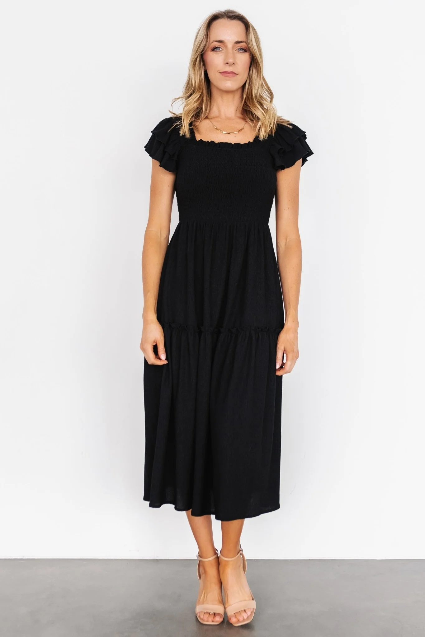 Jacie Smocked Midi Dress | Black