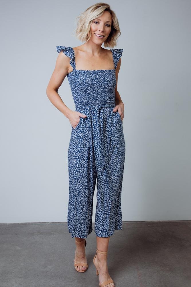 Hadley Smocked Jumpsuit | Navy