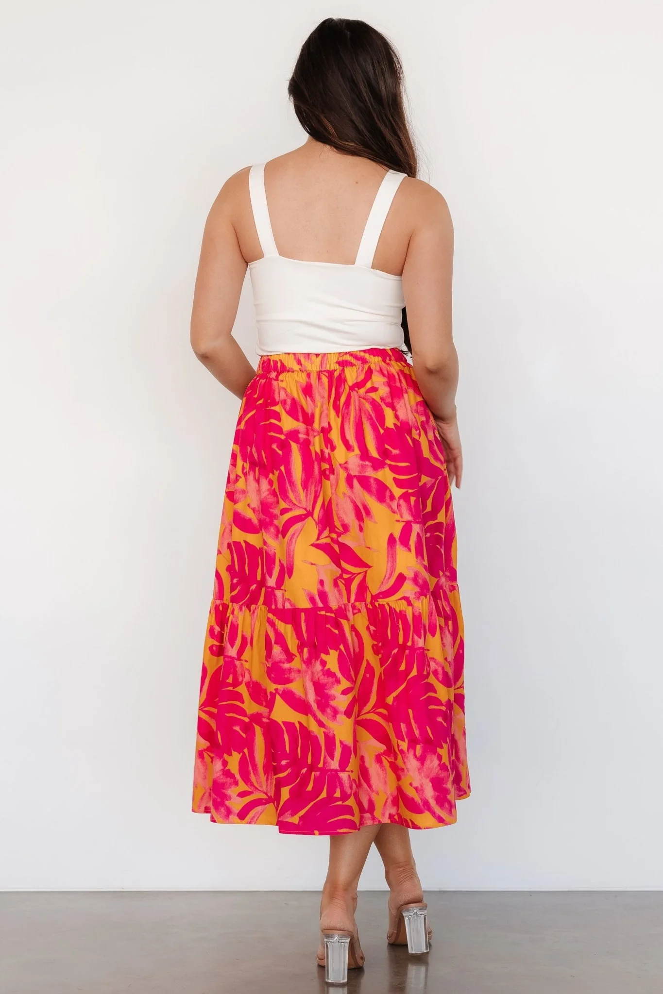 Luana Tiered Skirt | Orange + Fuchsia