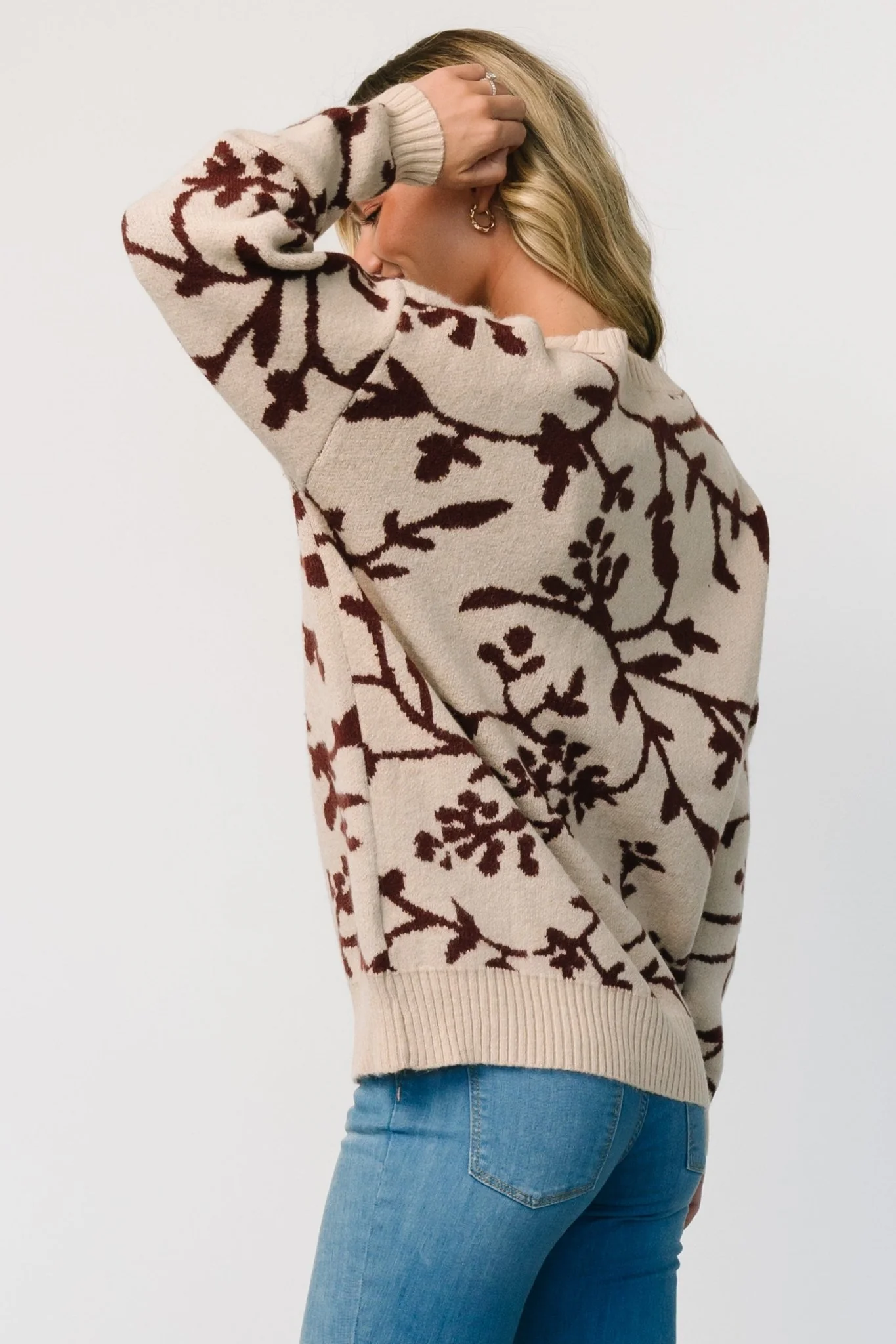 Hallstatt Sweater | Beige + Merlot Print