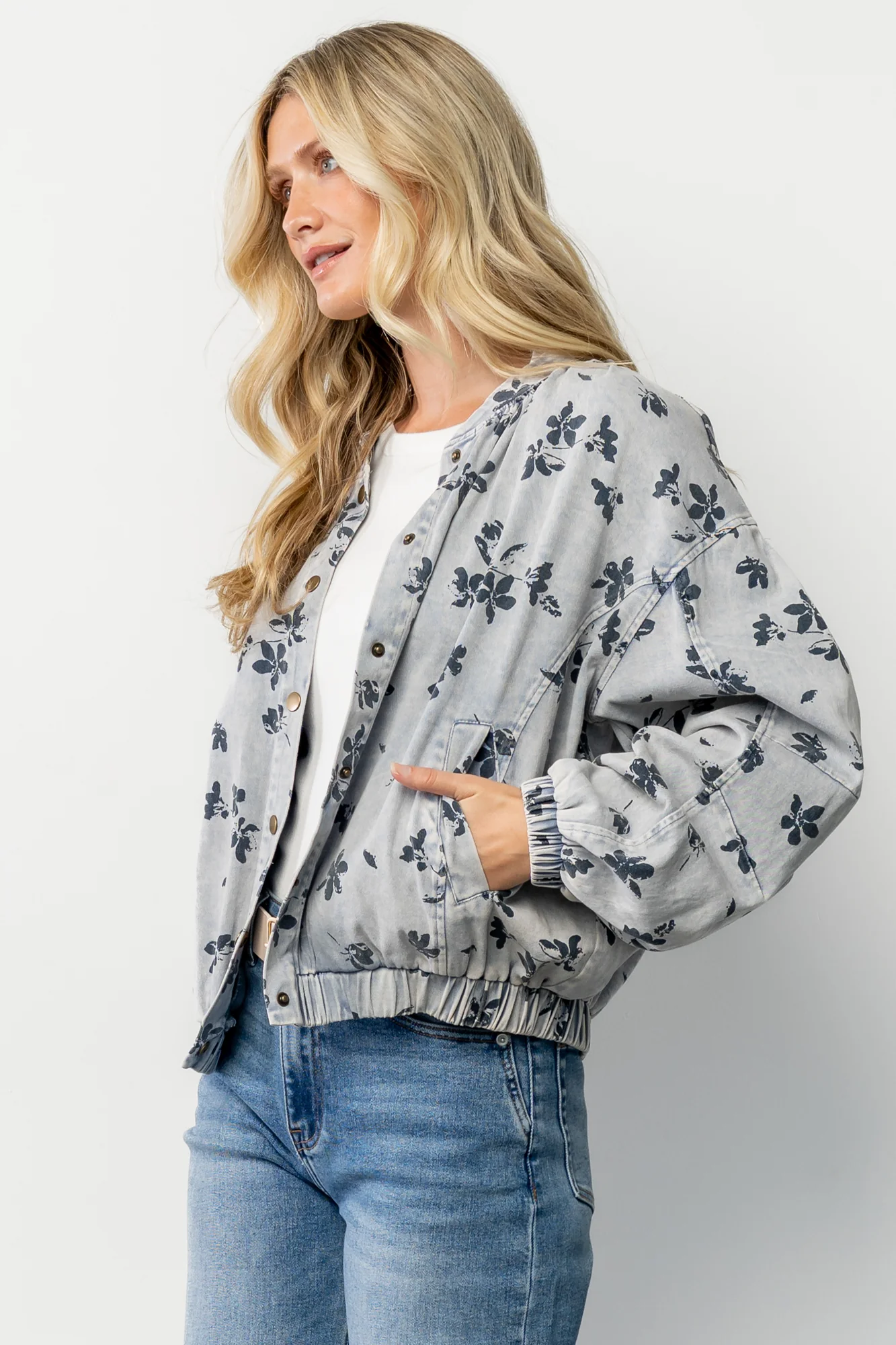 Gia Bomber Jacket | Blue Floral