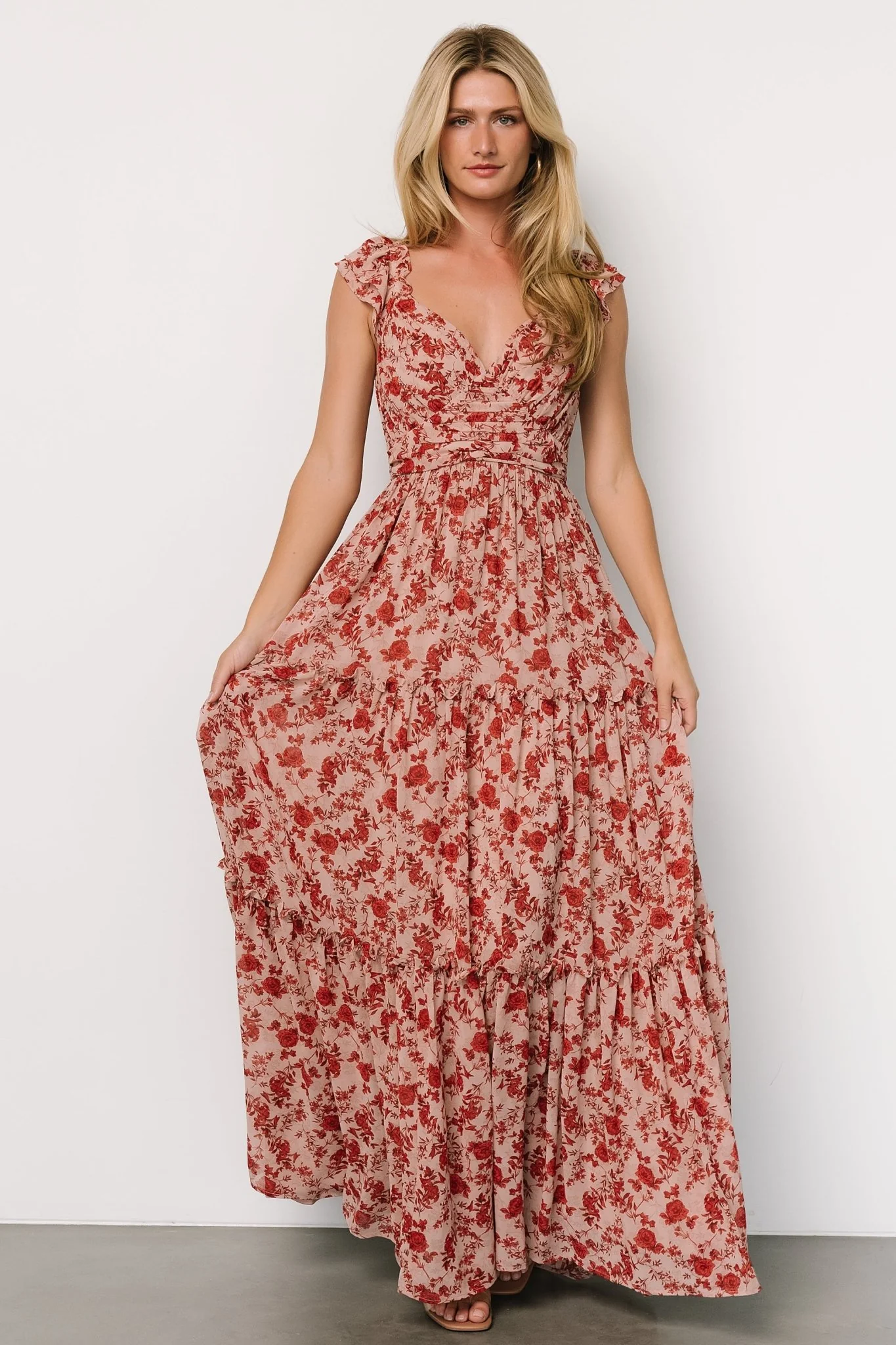 Martina Maxi Dress | Blush + Red