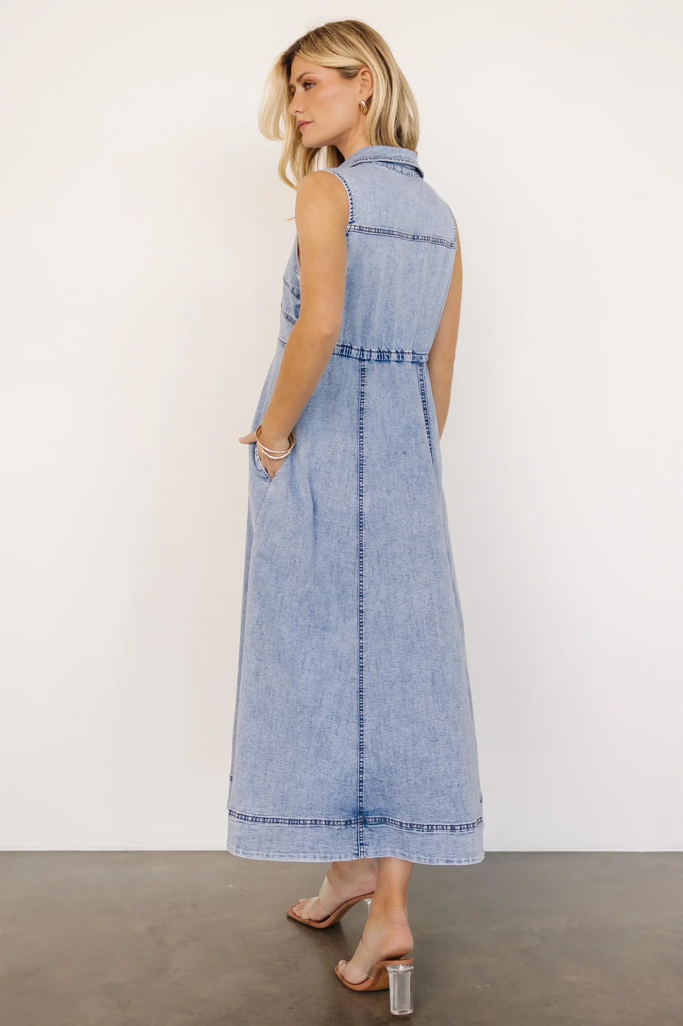 Georgia Sleeveless Midi Dress | Denim