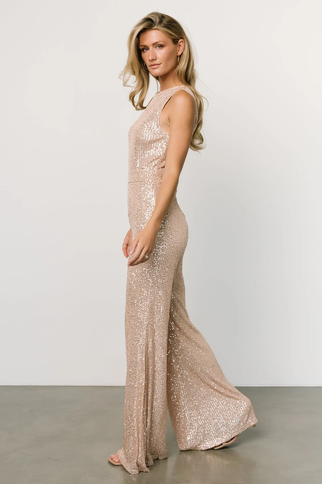 Hillary Sequin Jumpsuit | Rose Gold