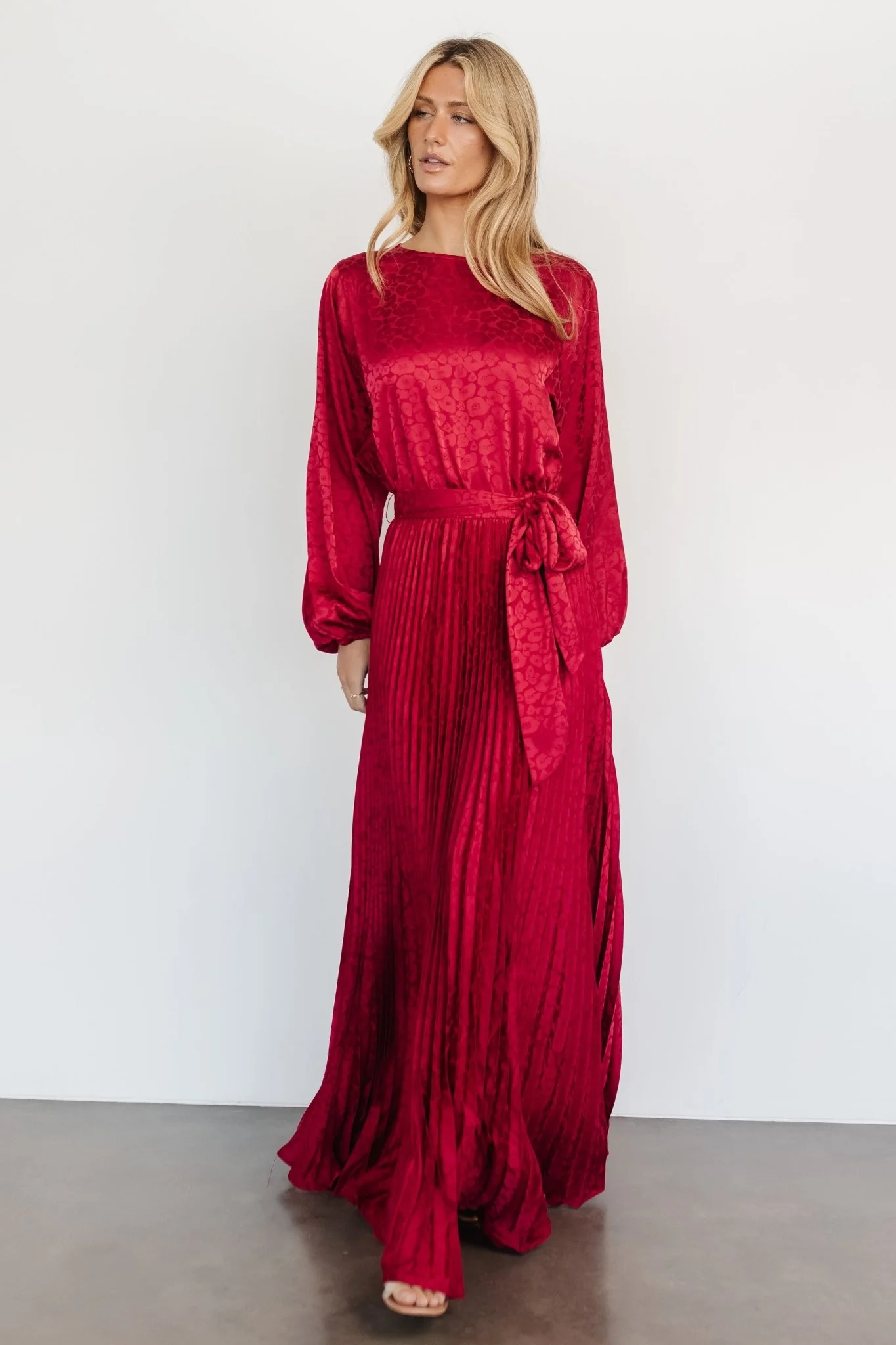 Marva Pleated Maxi Dress | Wine