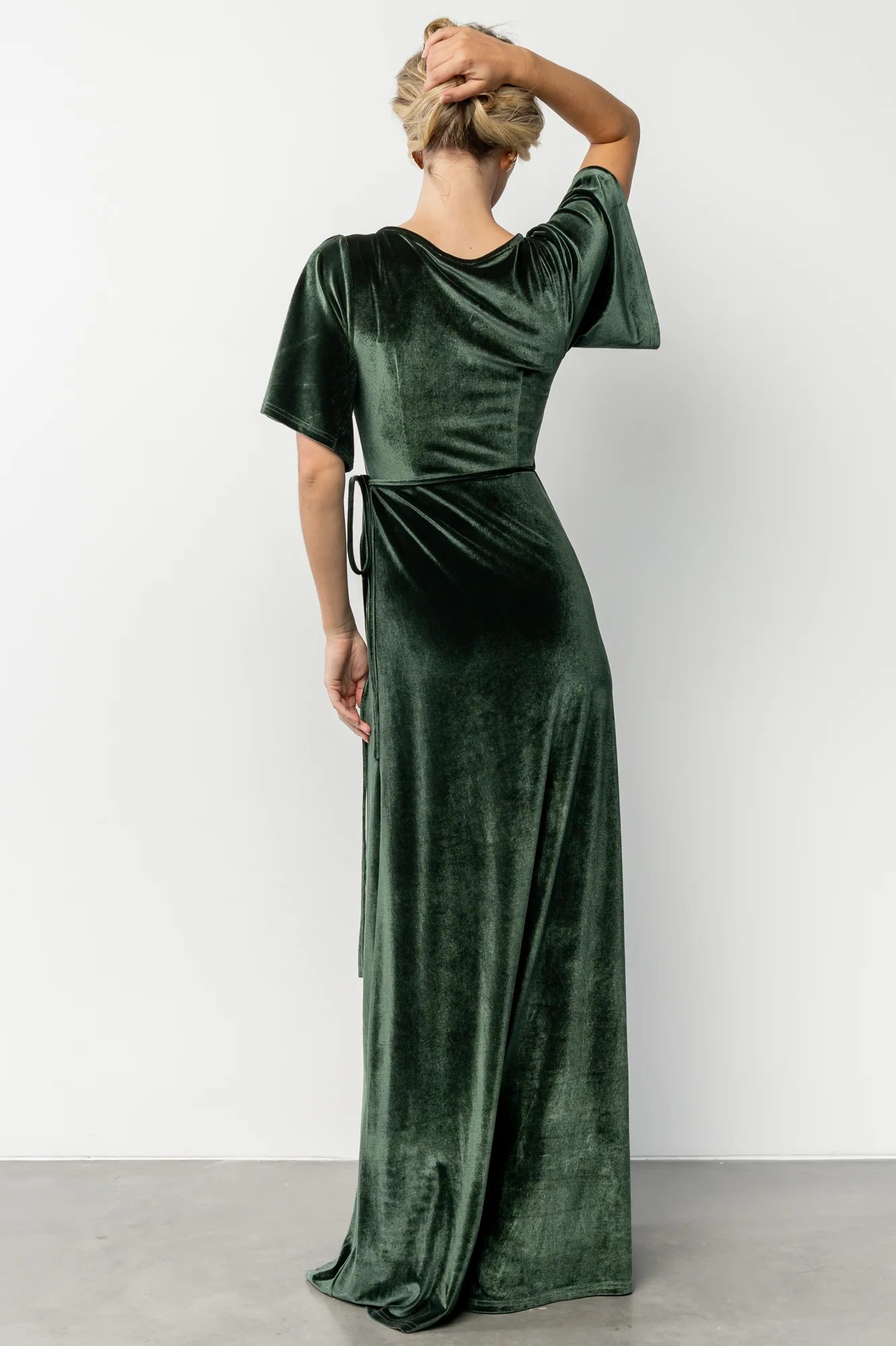 Meghan Velvet Wrap Maxi Dress | Deep Green