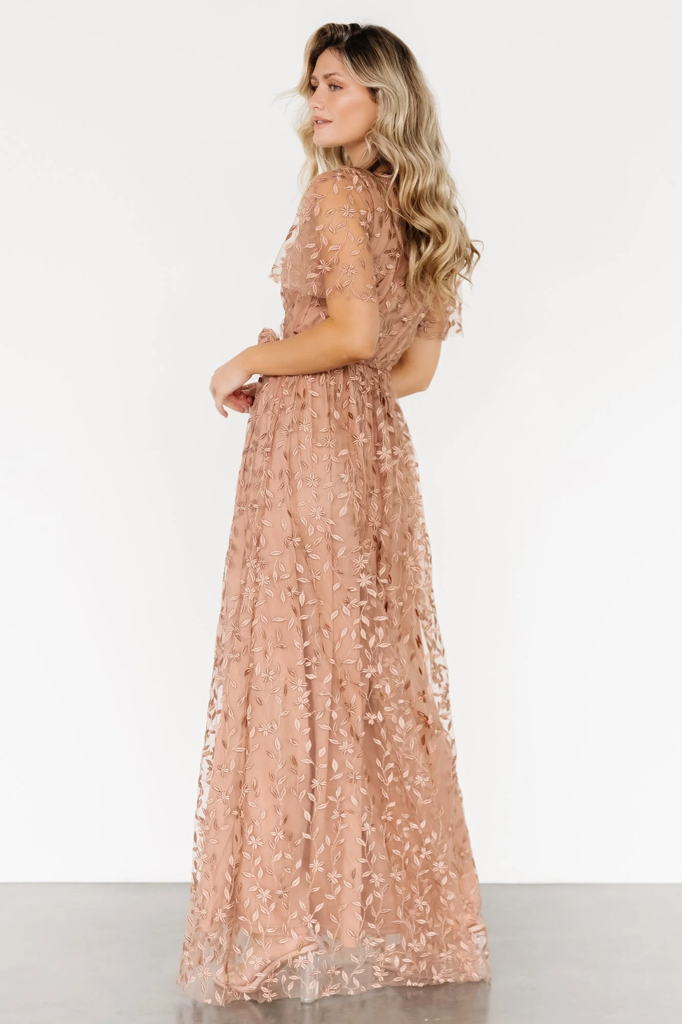 Marseille Embossed Maxi Dress | Nude Rose