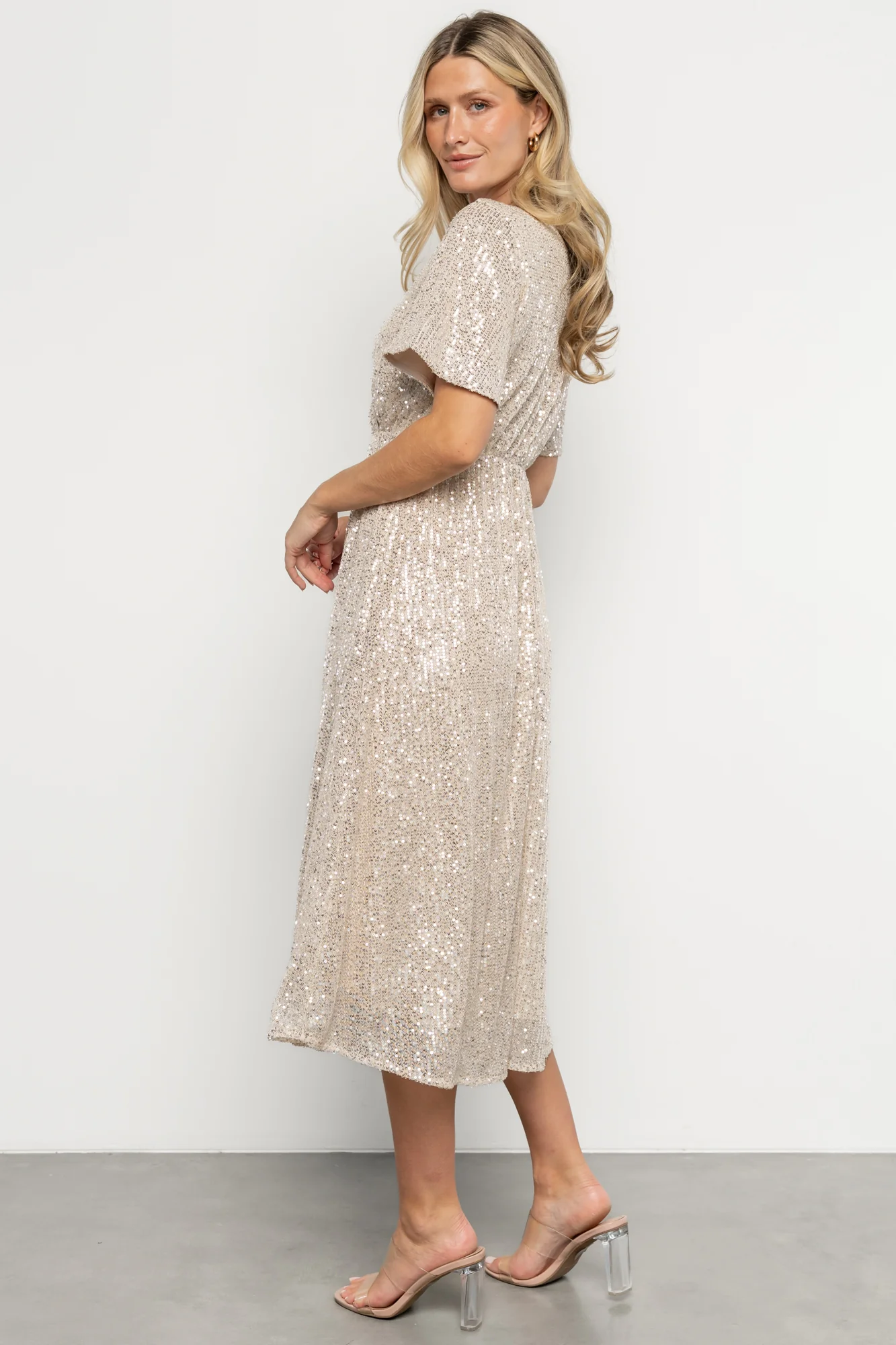 Mayfair Sequin Midi Dress | Champagne