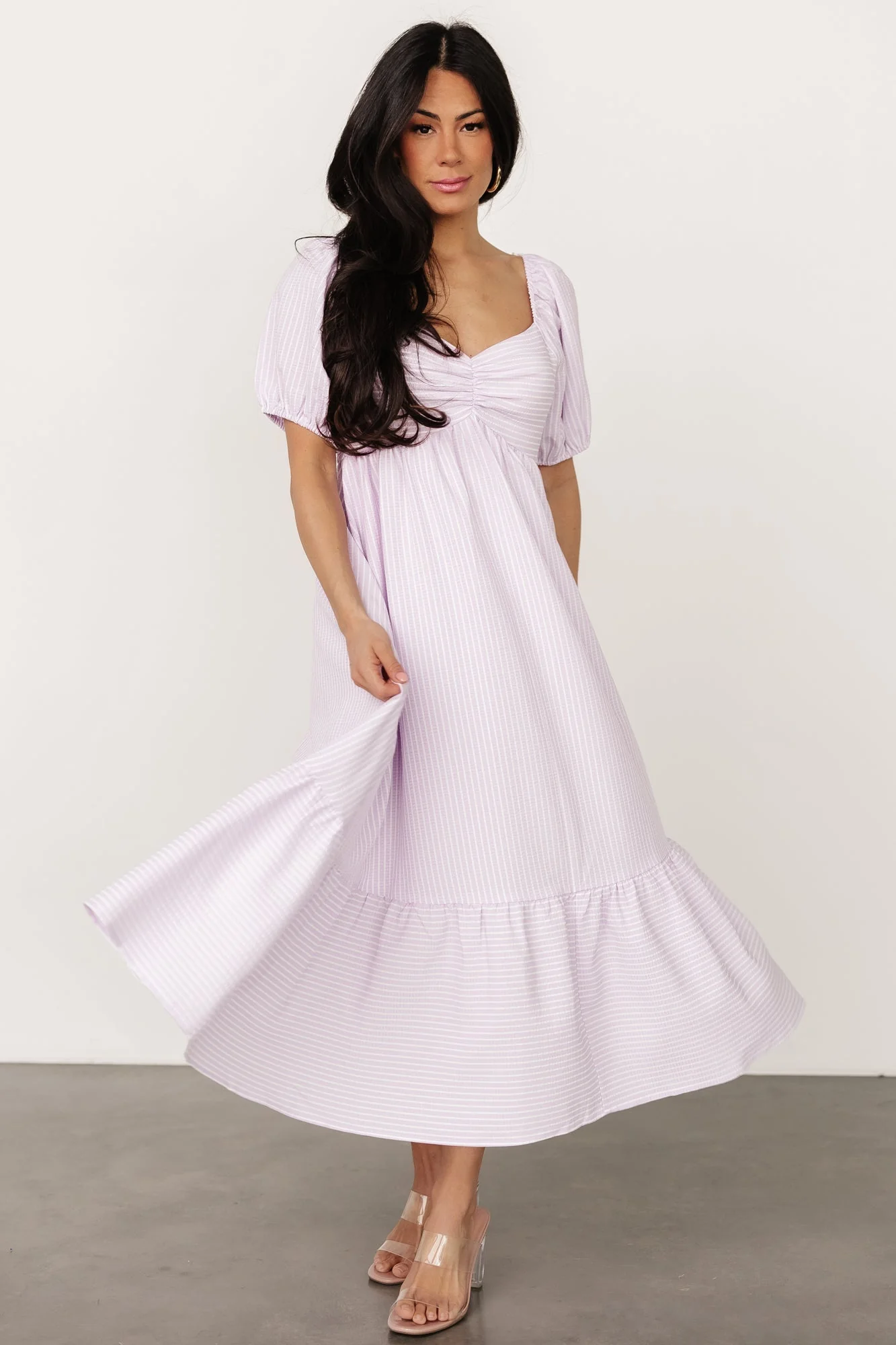 Poppy Midi Dress | Lavender + Off White
