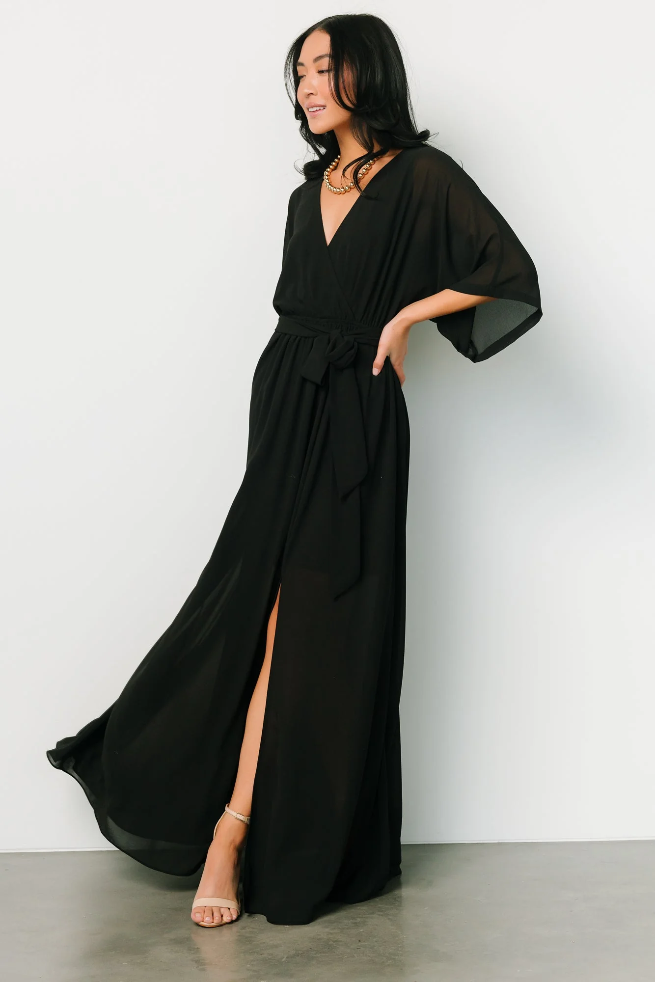 Kia Kimono Maxi Dress | Black