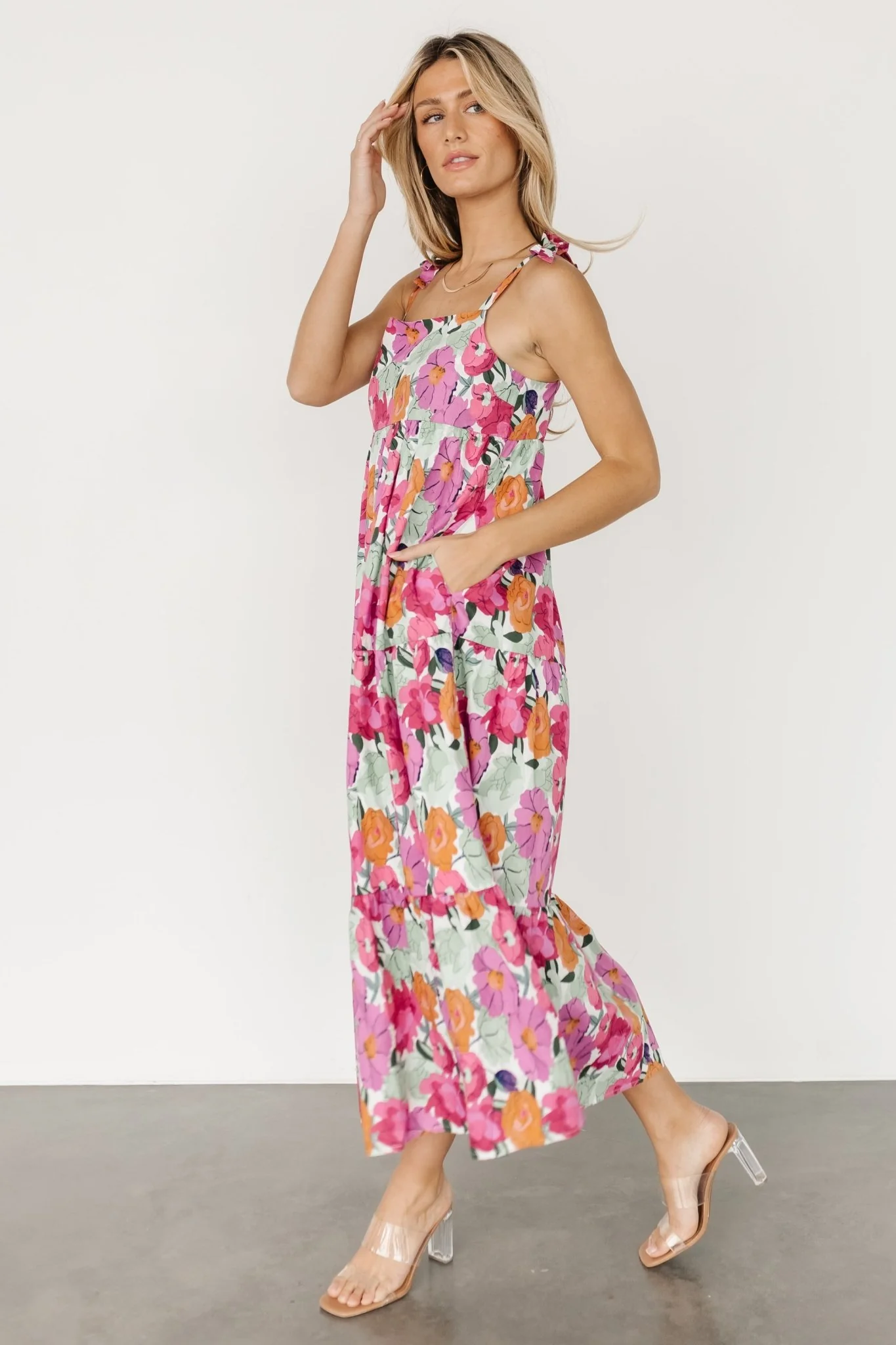Lakewood Tie Dress | Pink Multi