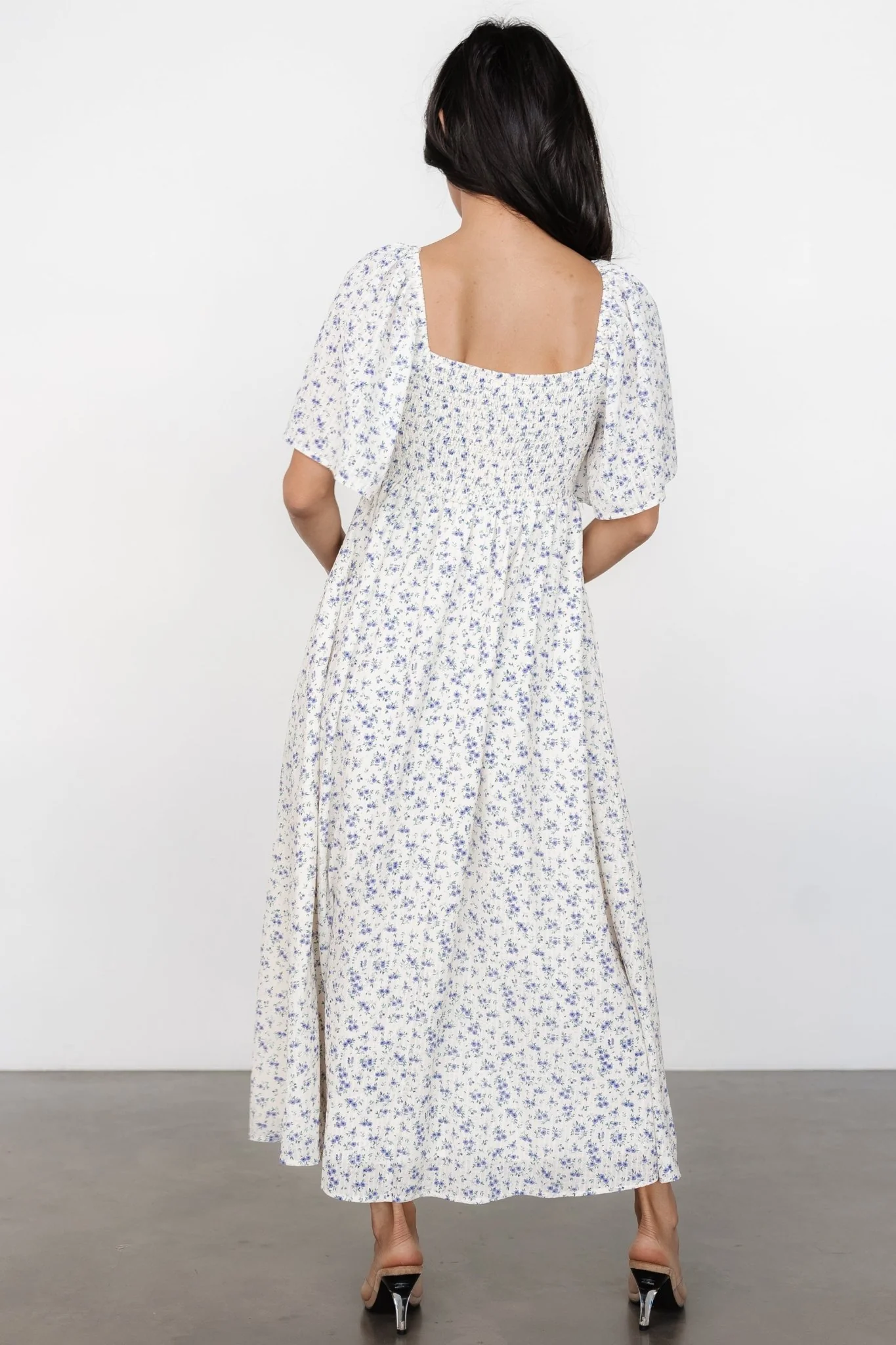 Carah Tie Dress | Off White + Lavender Floral