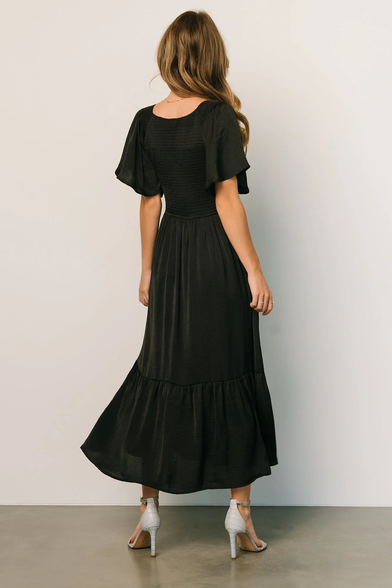 Lovell Smocked Midi Dress | Black