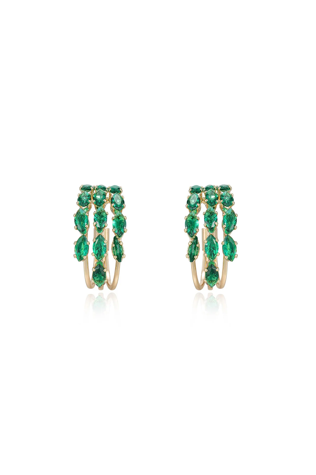 Multi-Crystal Huggie Hoop Earrings