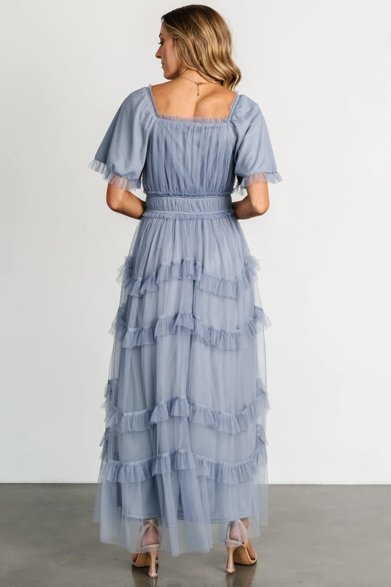 Magdalena Tulle Maxi Dress | Dusty Blue