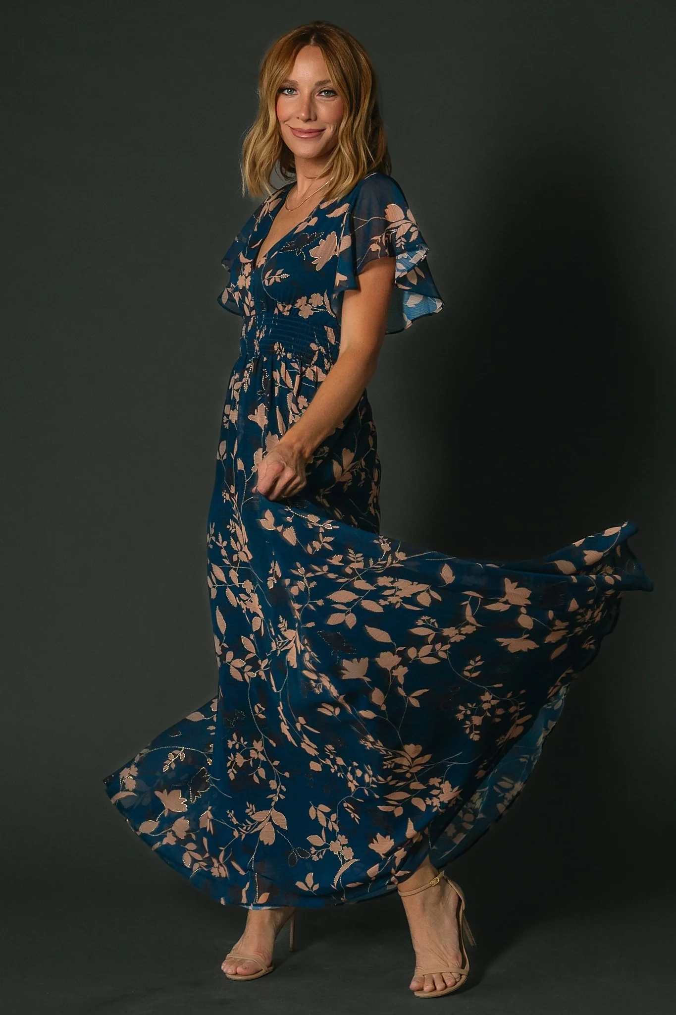 Lynlee Metallic Maxi Dress | Topaz