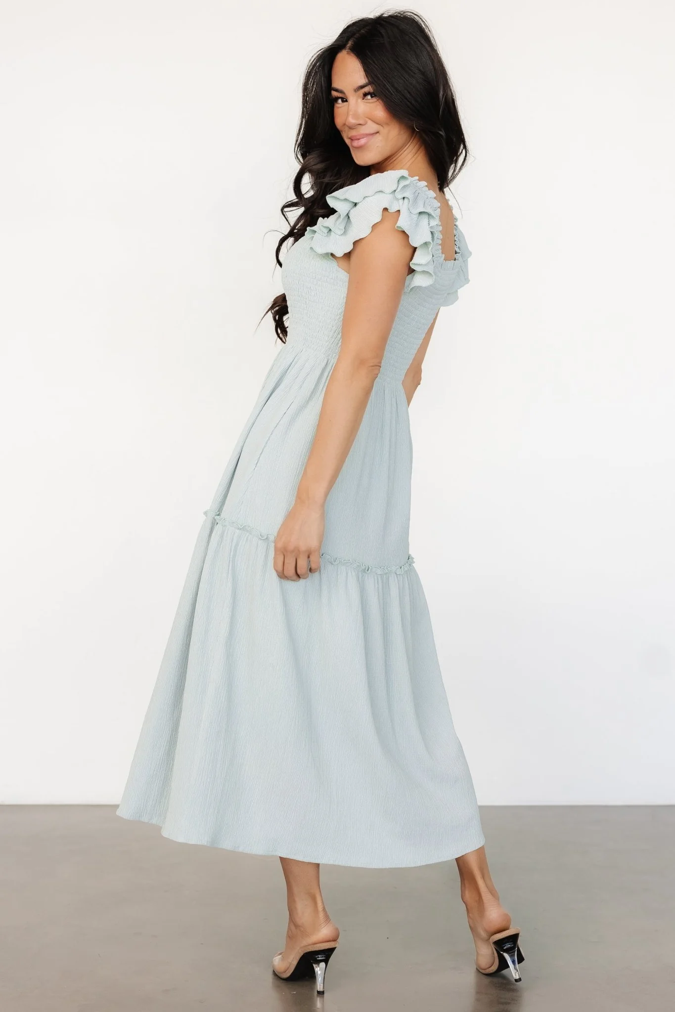 Jacie Smocked Midi Dress | Light Blue