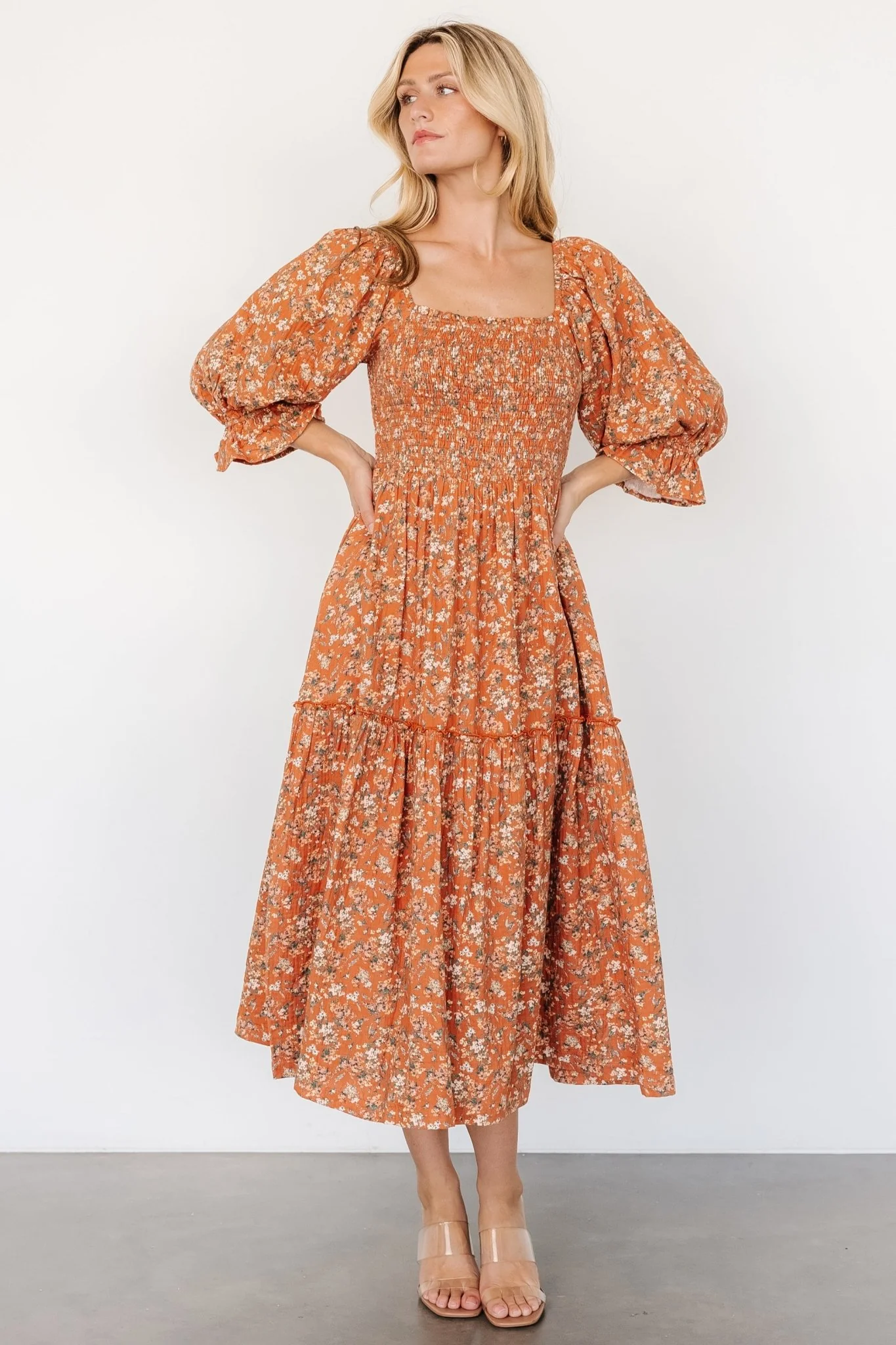 Sedona Smocked Dress | Light Rust