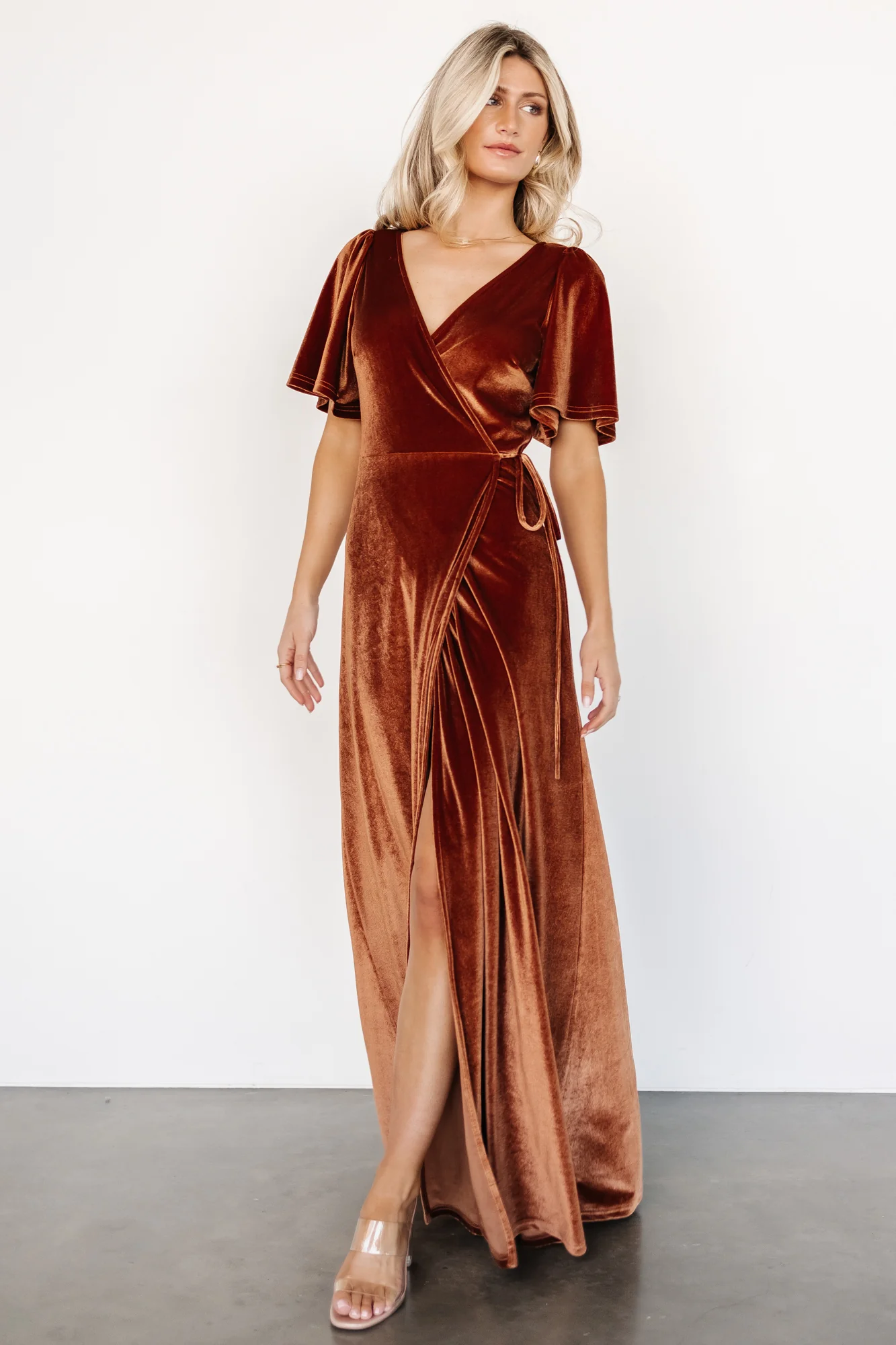 Meghan Velvet Wrap Maxi Dress | Spice