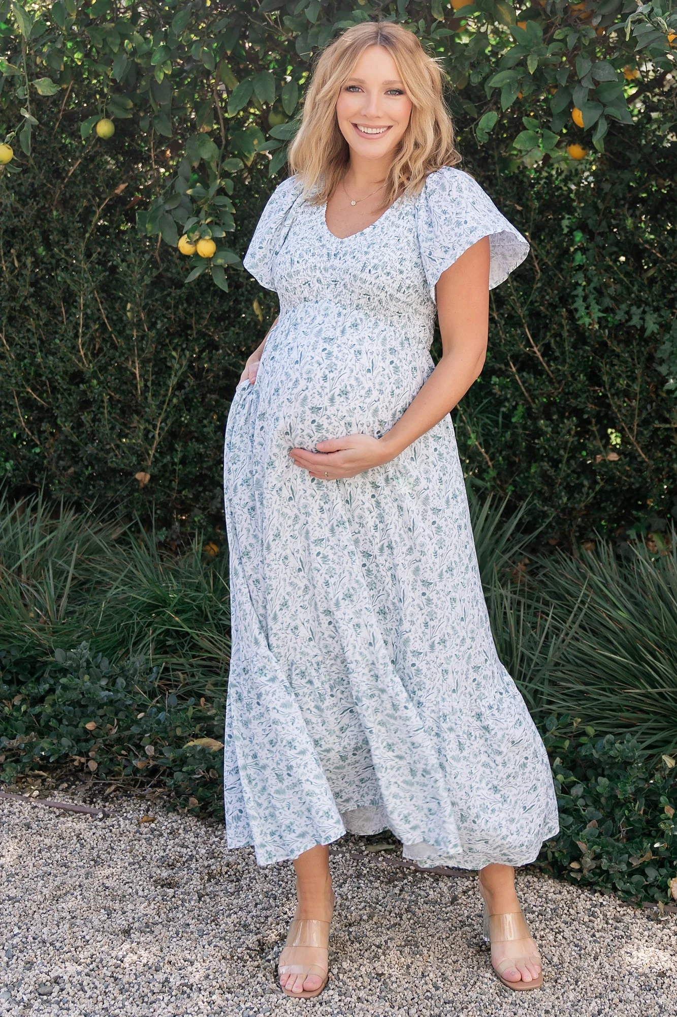 Joanie Smocked Dress | White + Sage