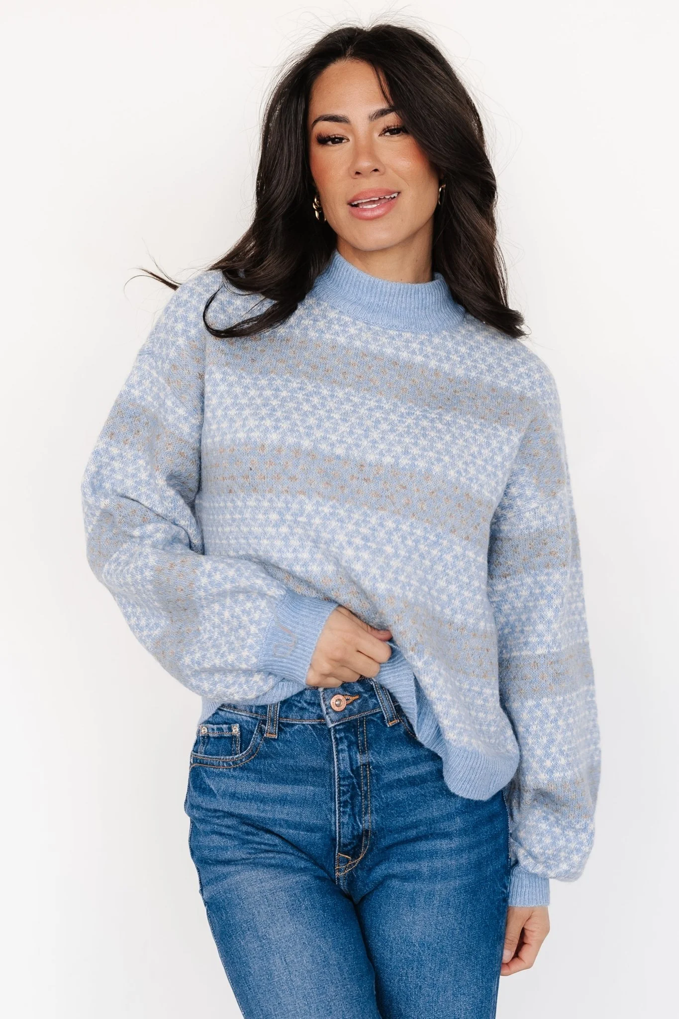 Henry Knit Sweater | Blue + Mocha