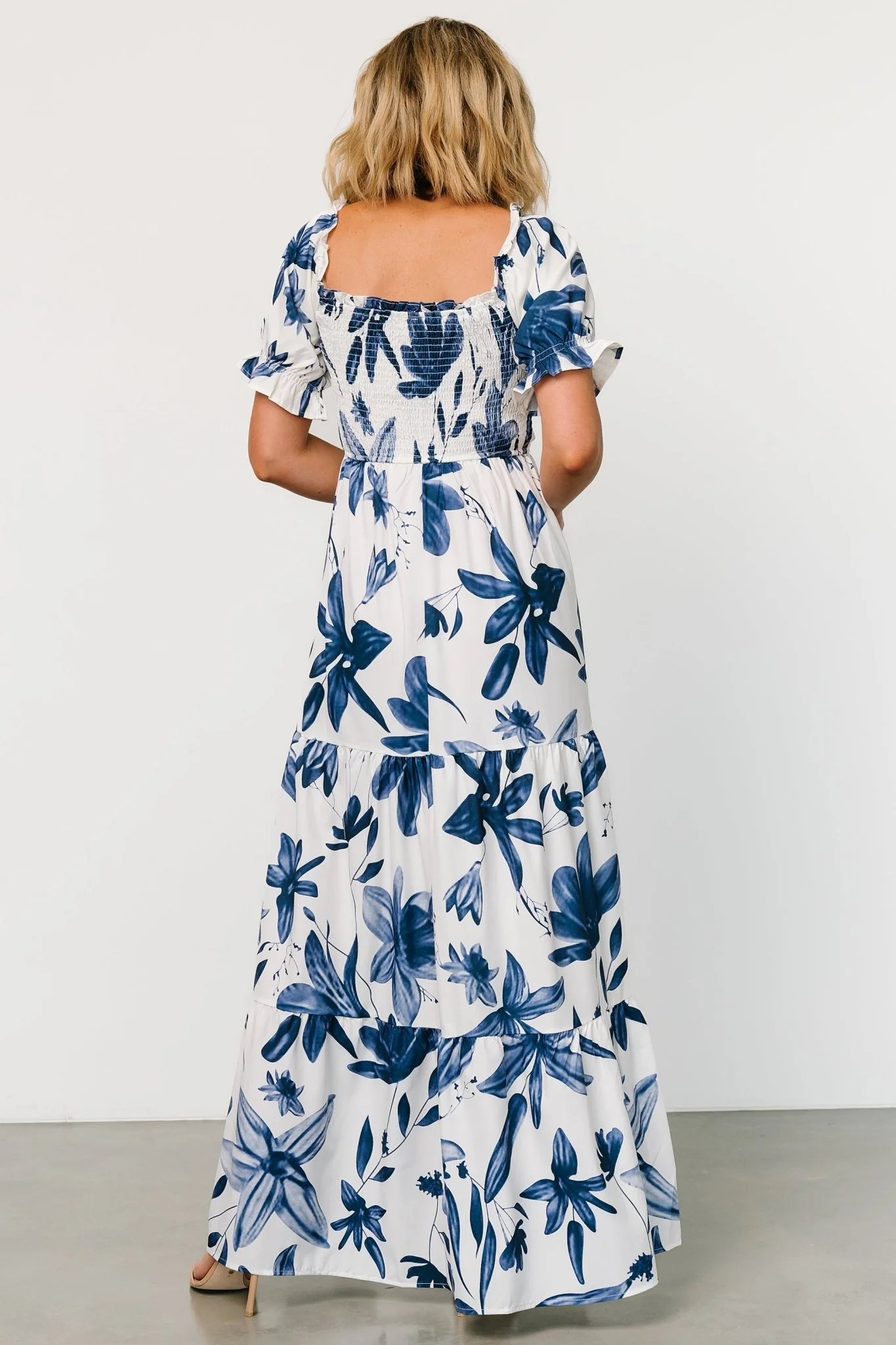 Hilaria Maxi Dress | White + Blue