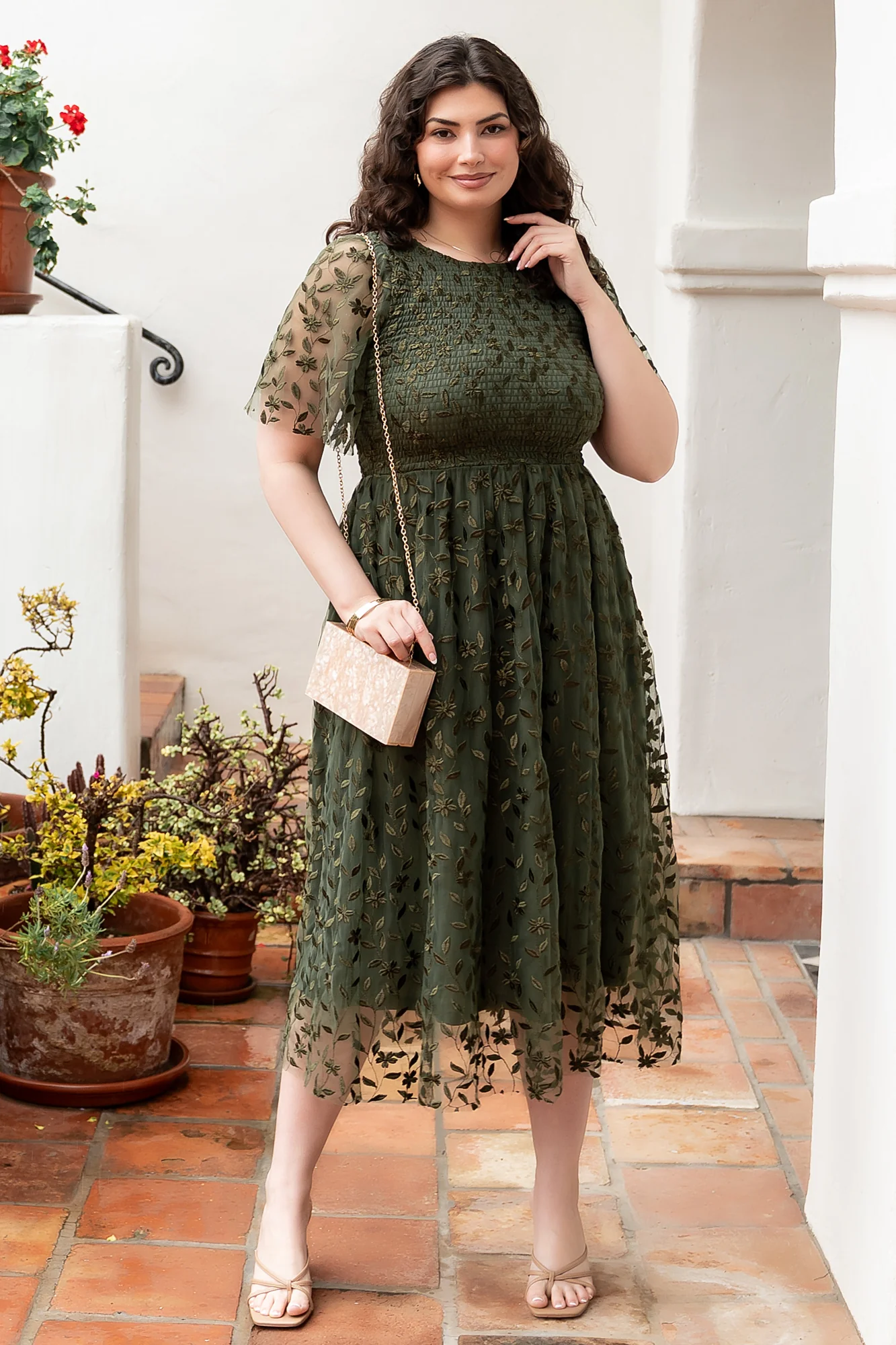 Kendra Embroidered Dress | Olive