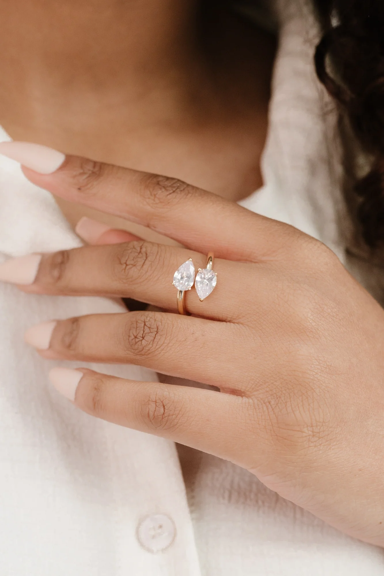 Crystal Teardrop Wrap Ring