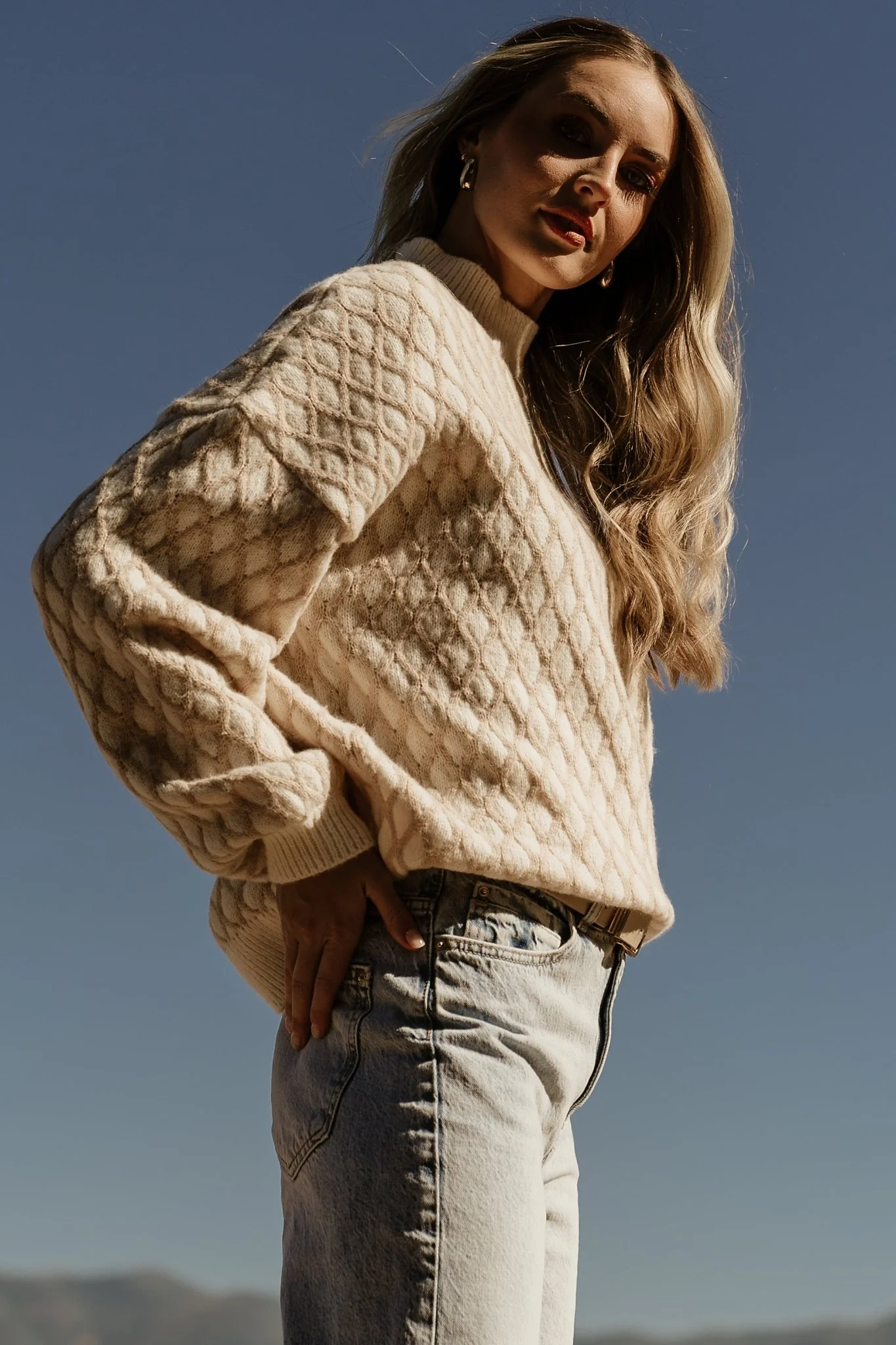 Hendrix Diamond Knit Sweater | Taupe
