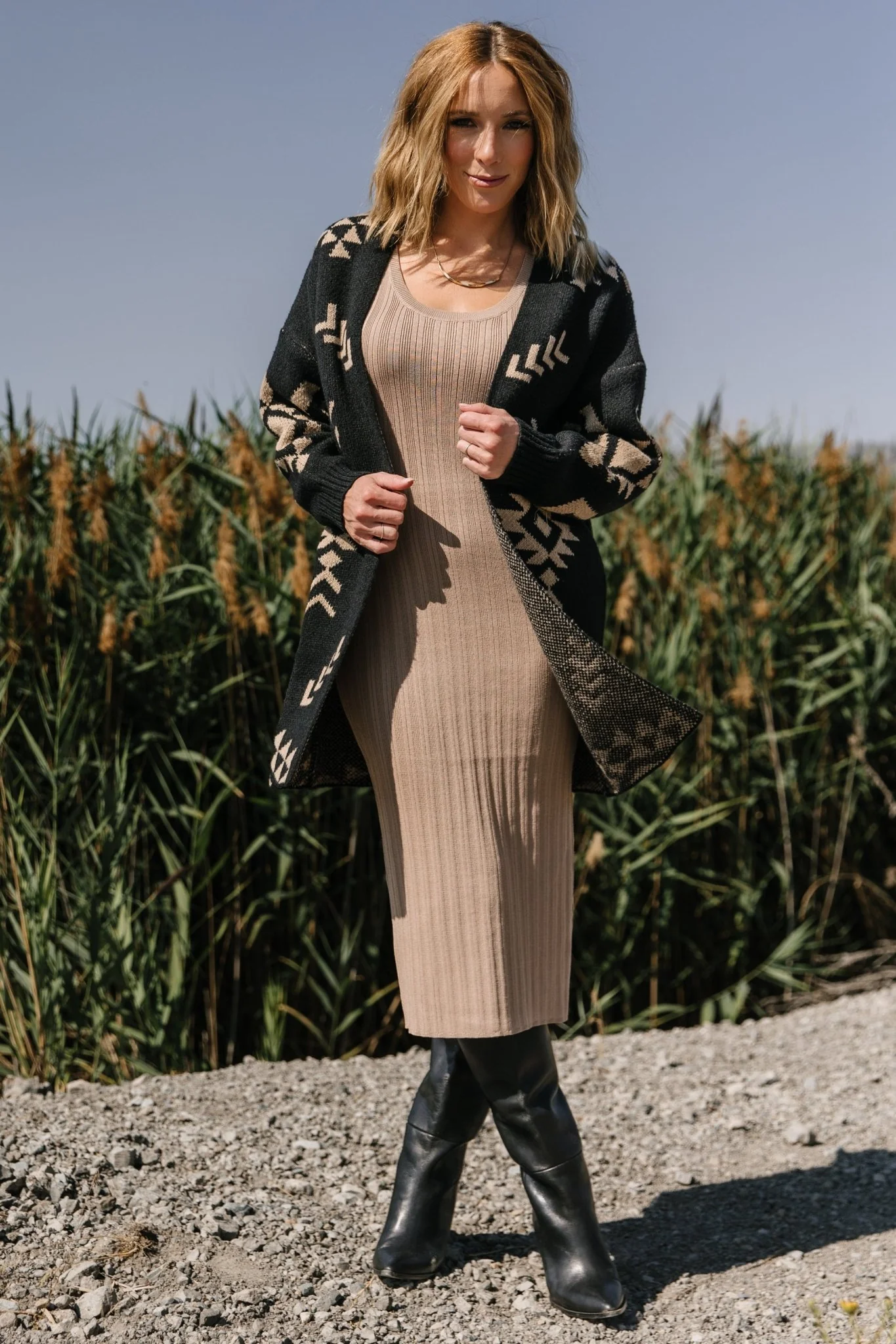 Hays Oversized Cardigan | Black + Tan