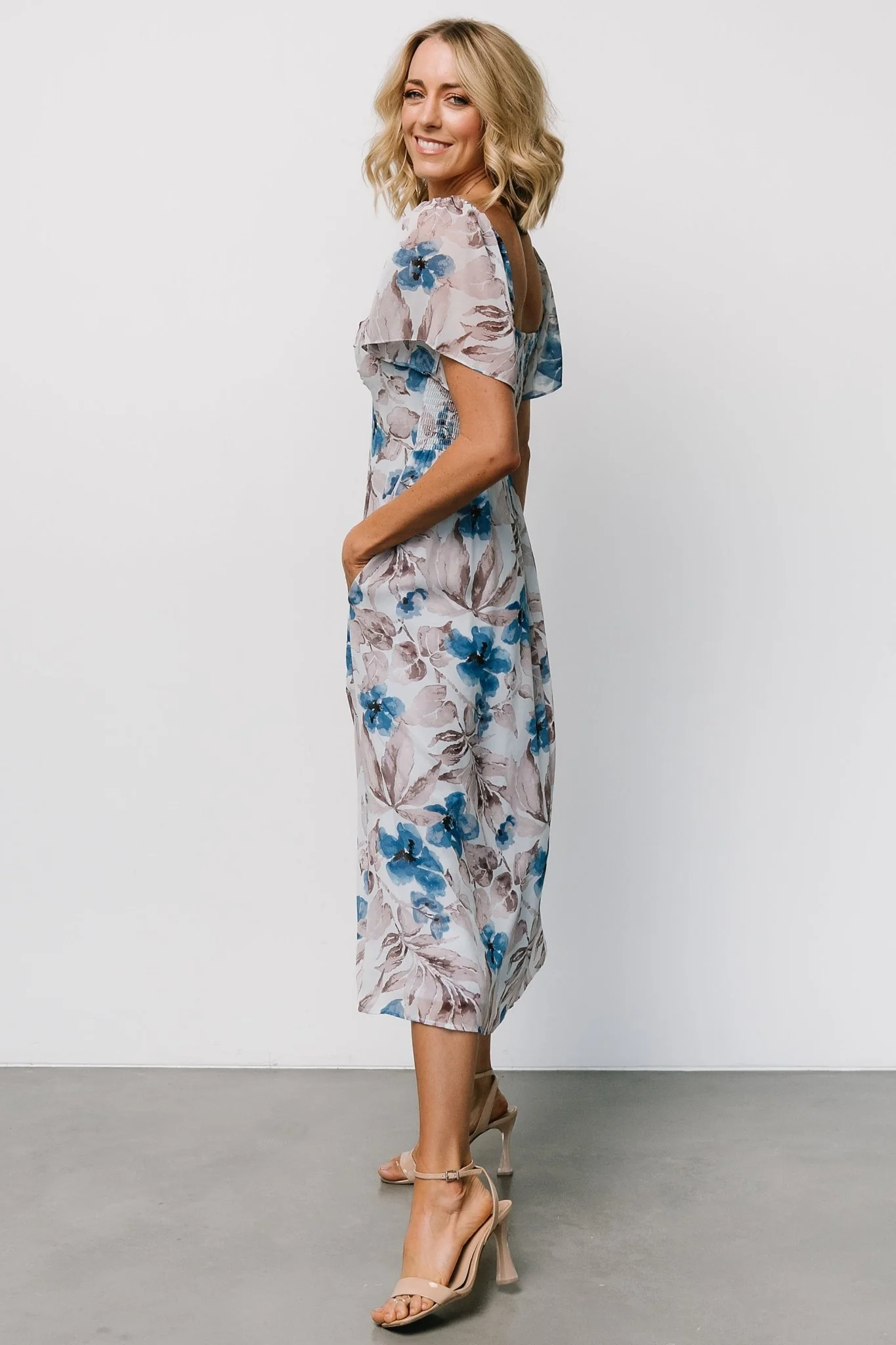 Melinda Midi Dress | Blue Floral