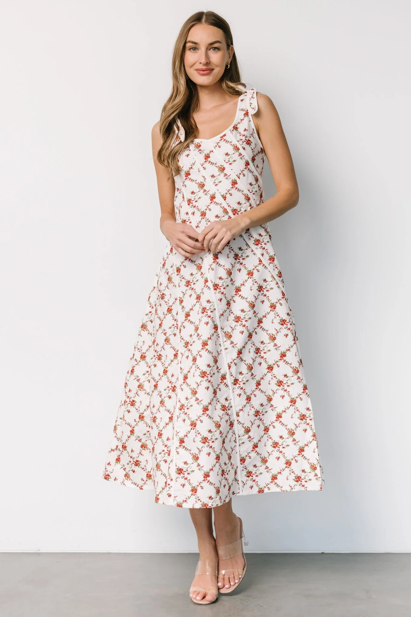 Isla Tank Dress | Off White + Red Floral