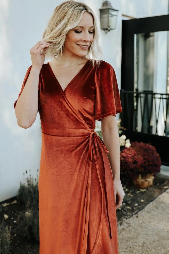Fabric Swatch - Meghan Velvet | Rust