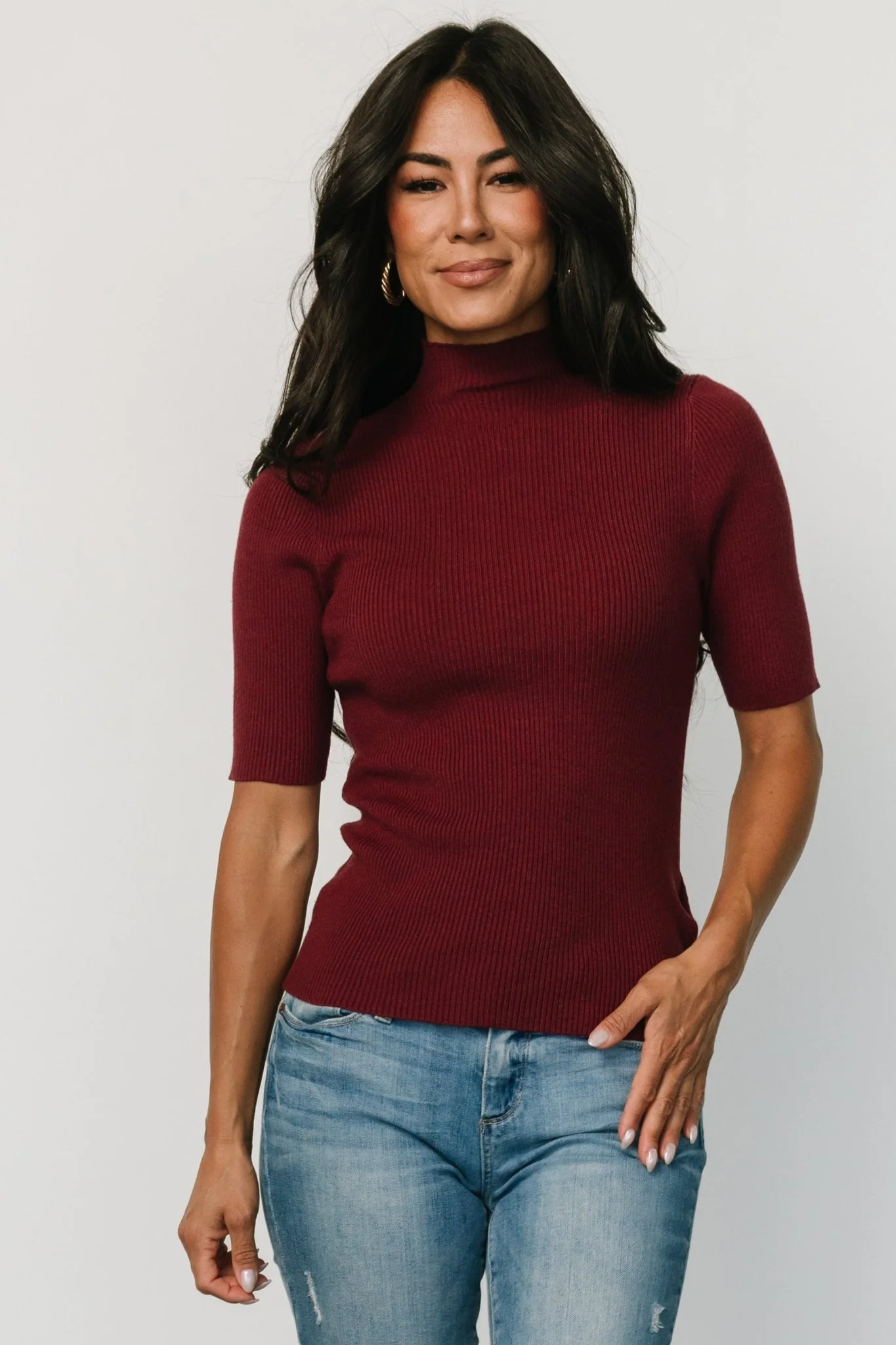 Liel Ribbed Top | Wine