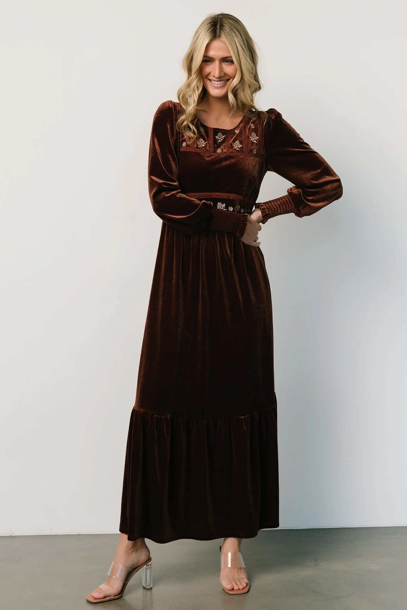 Ingrid Velvet Maxi Dress | Chocolate