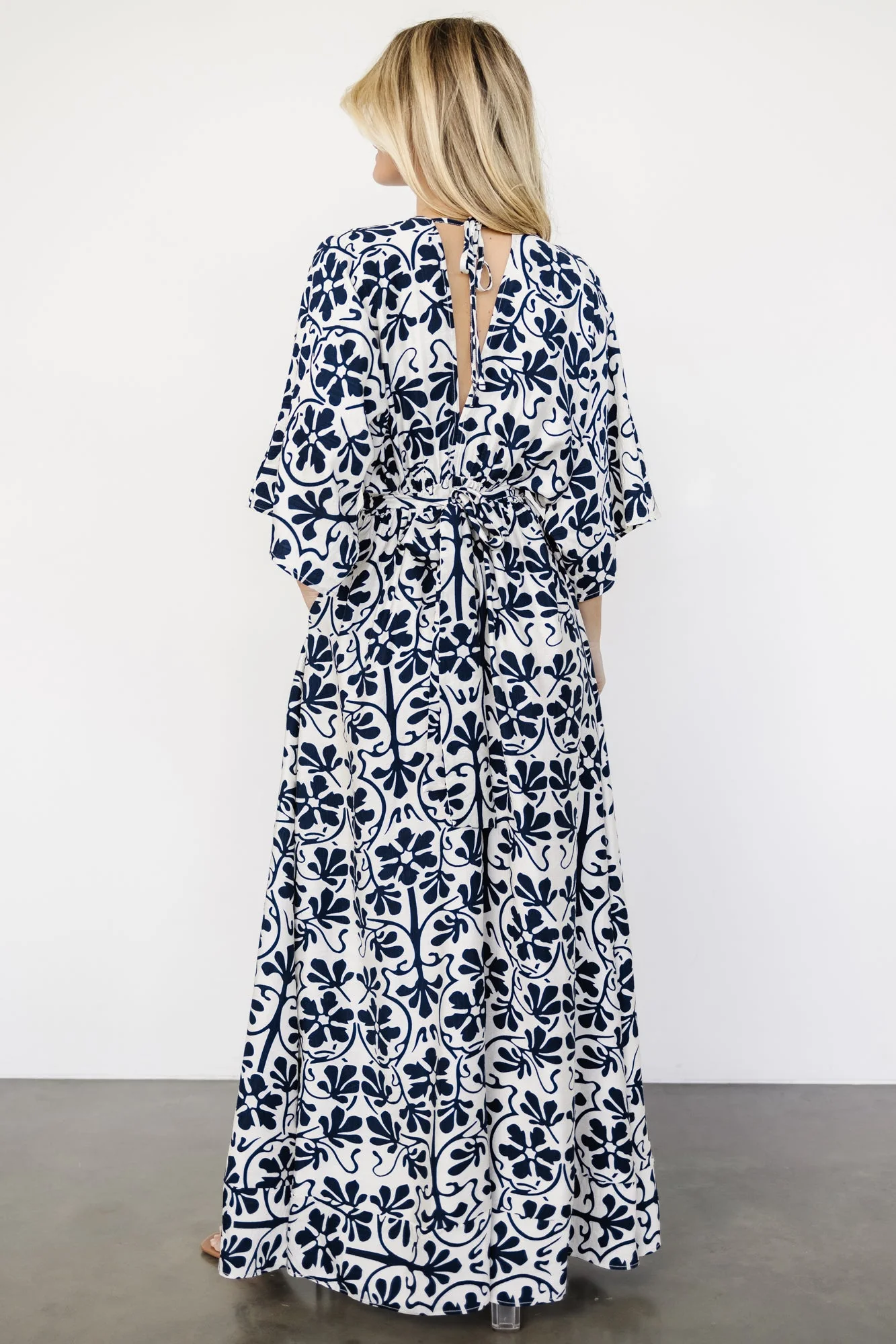 Juna Kimono Maxi Dress | Navy Print
