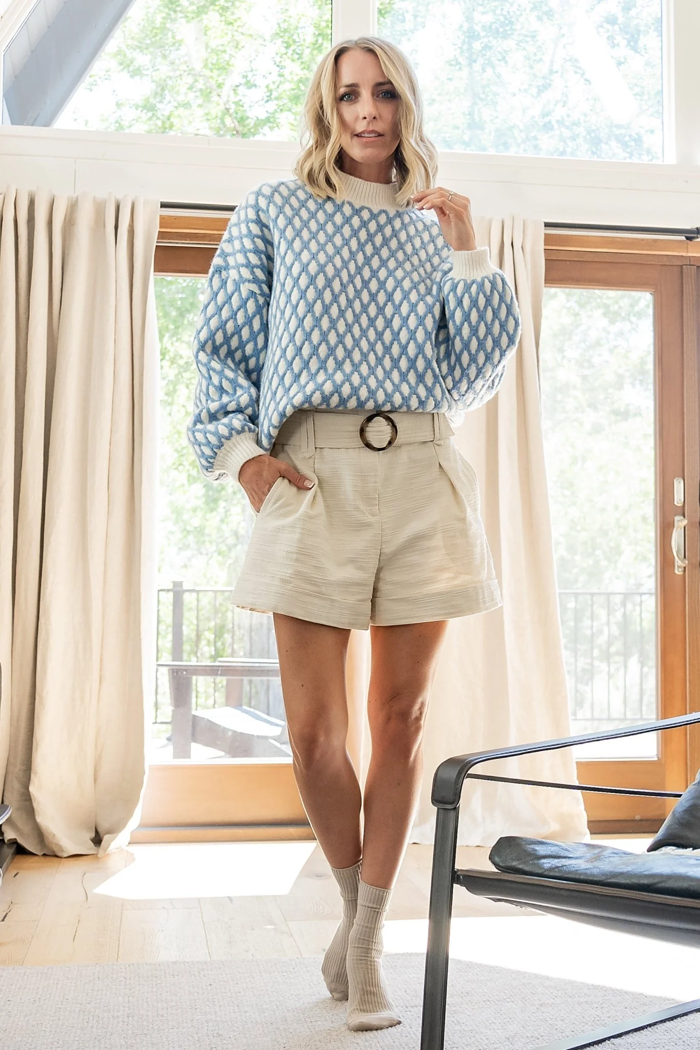 Hendrix Diamond Knit Sweater | Blue