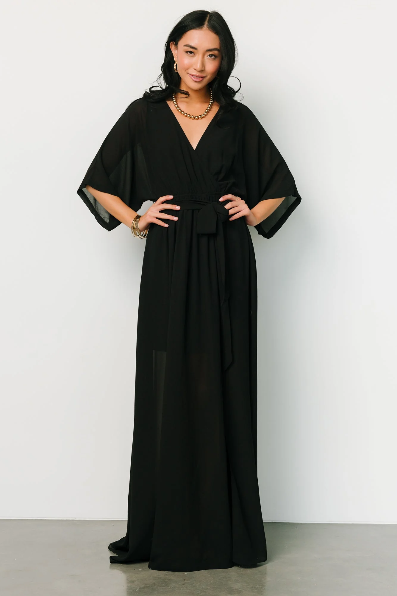 Kia Kimono Maxi Dress | Black