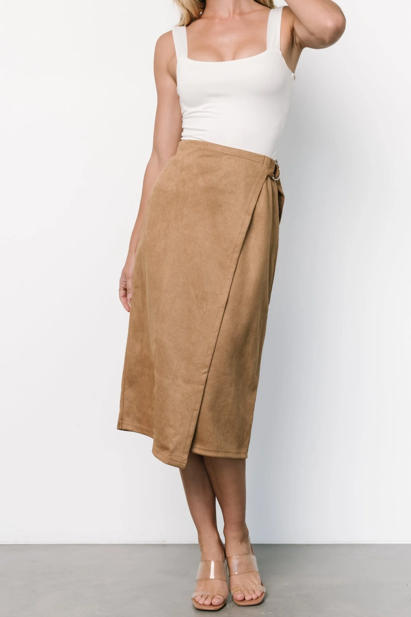 Malika Faux Wrap Skirt | Camel