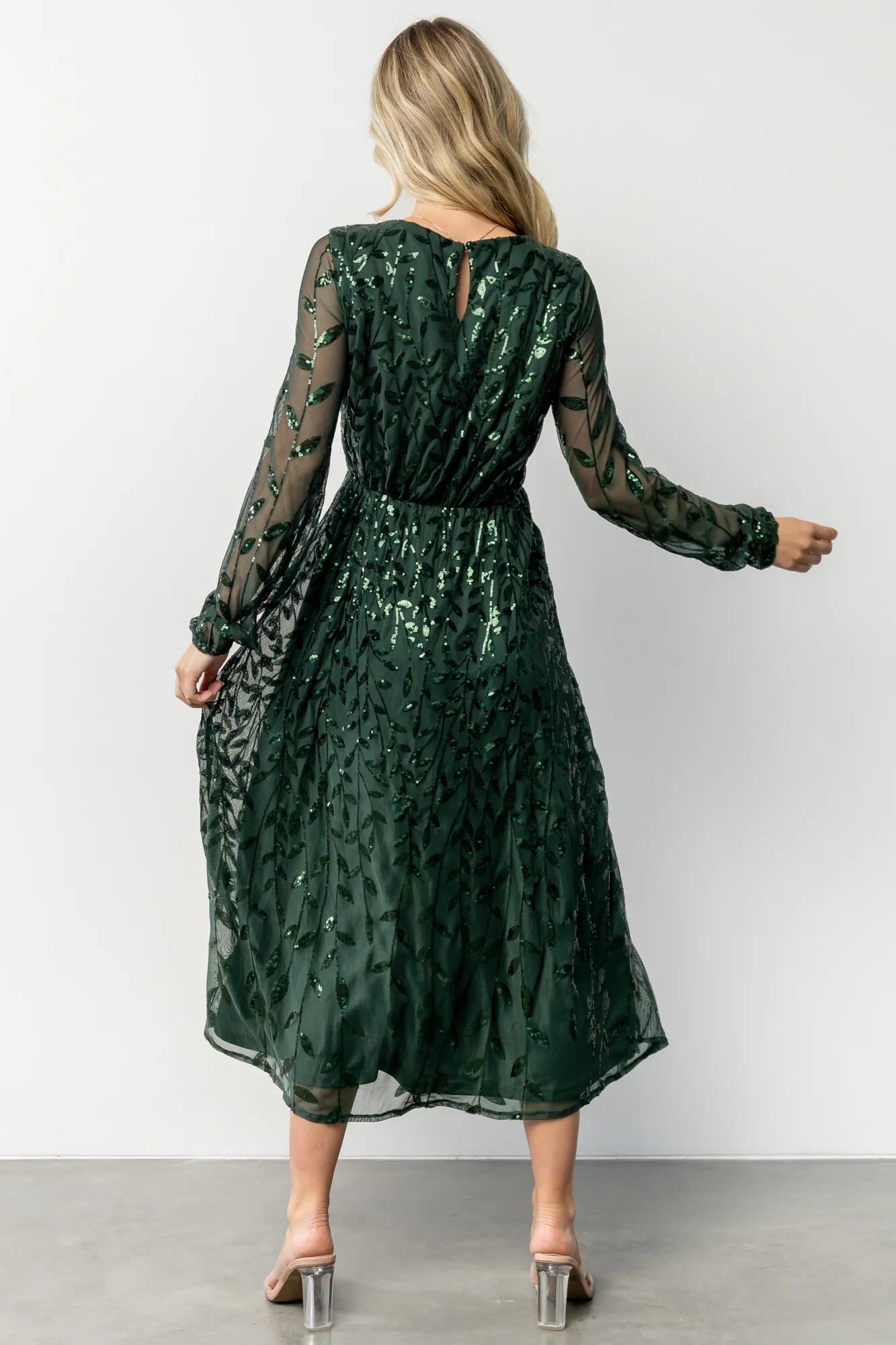 Kalla Sequin Midi Dress | Emerald