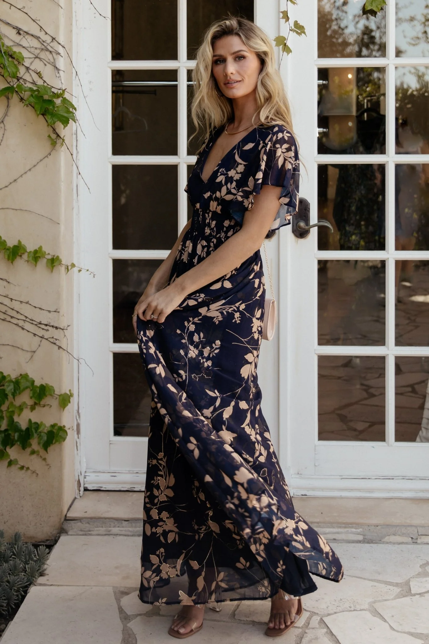 Lynlee Metallic Maxi Dress | Navy