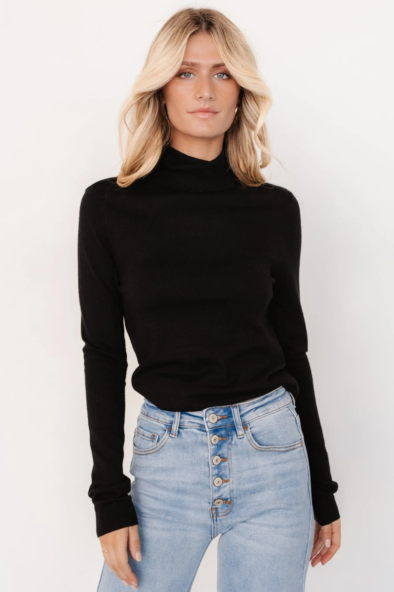 Lorelai Turtleneck Sweater Top | Black