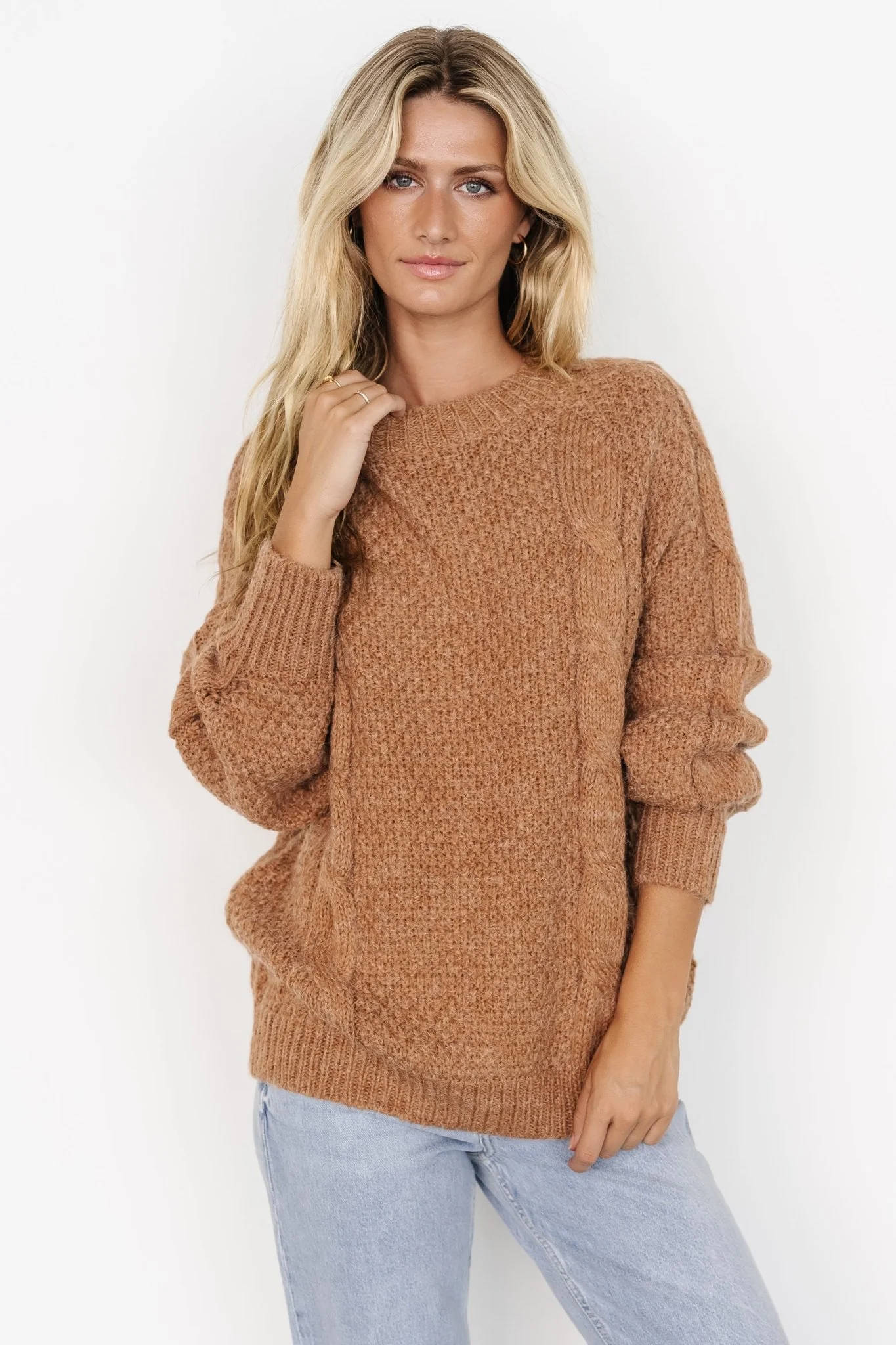 Lukas Cable Knit Sweater | Camel