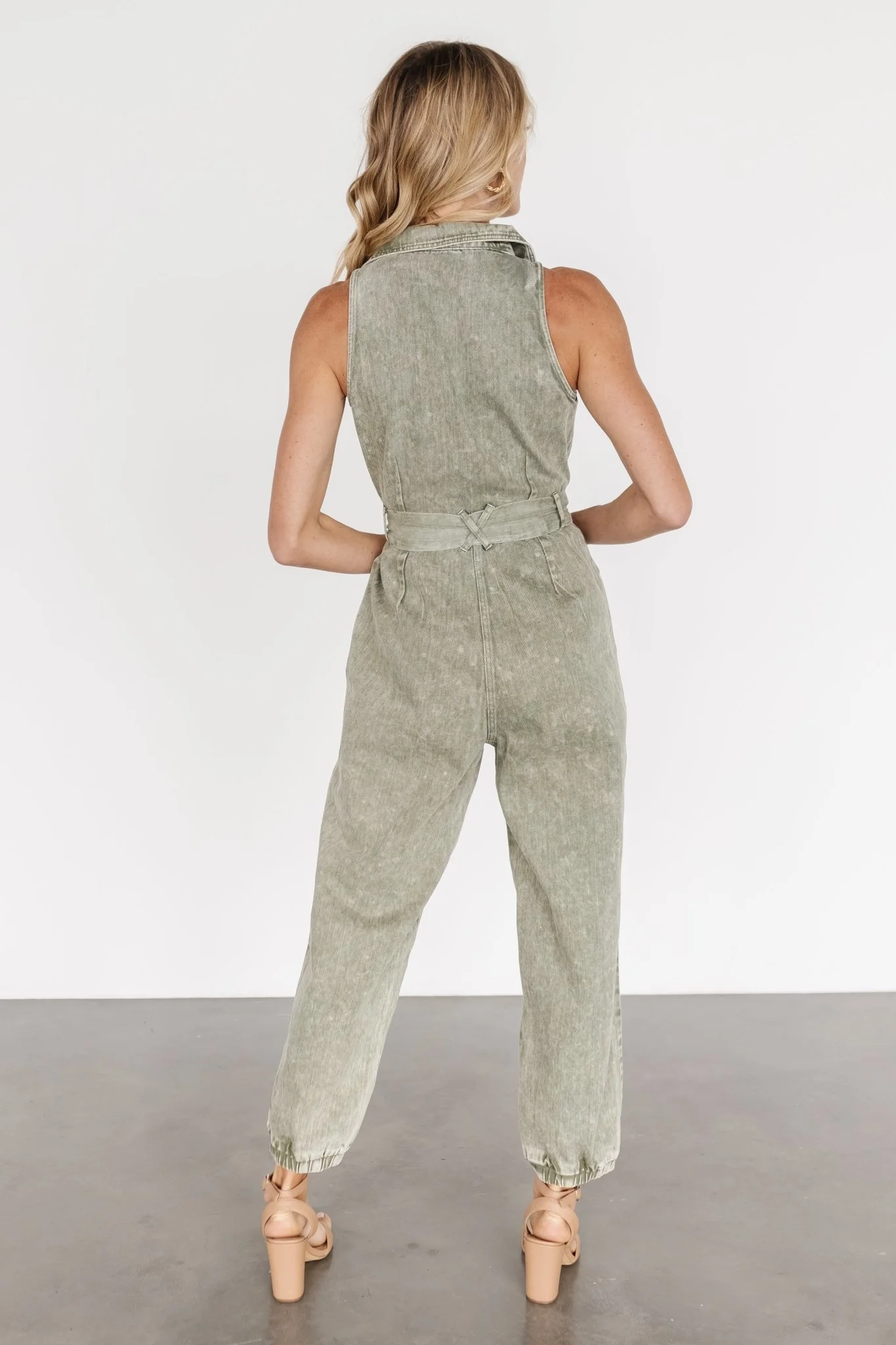 Zahara Sleeveless Jumpsuit | Washed Olive