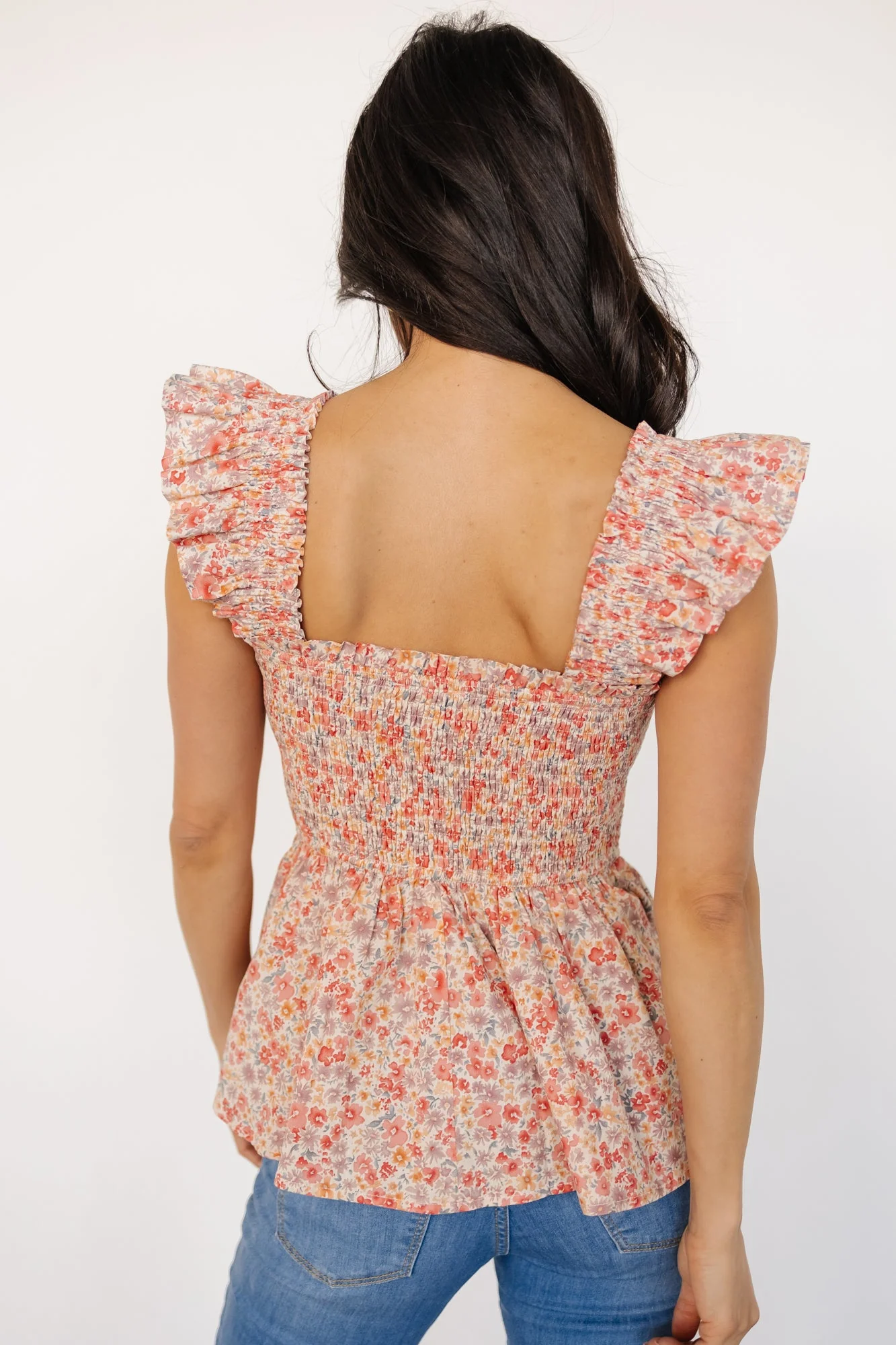 Ida Peplum Top | Pink Multi Floral