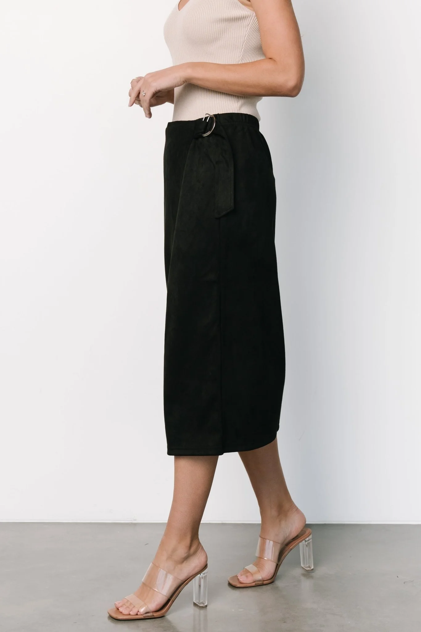 Malika Faux Wrap Skirt | Black