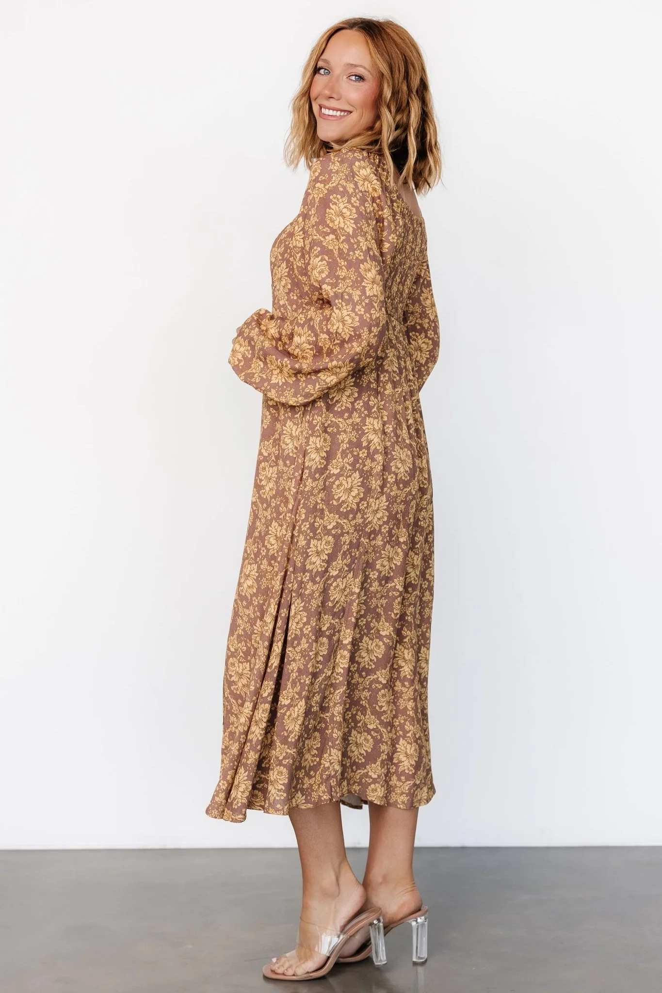 McKinney Dress | Brown + Gold Floral