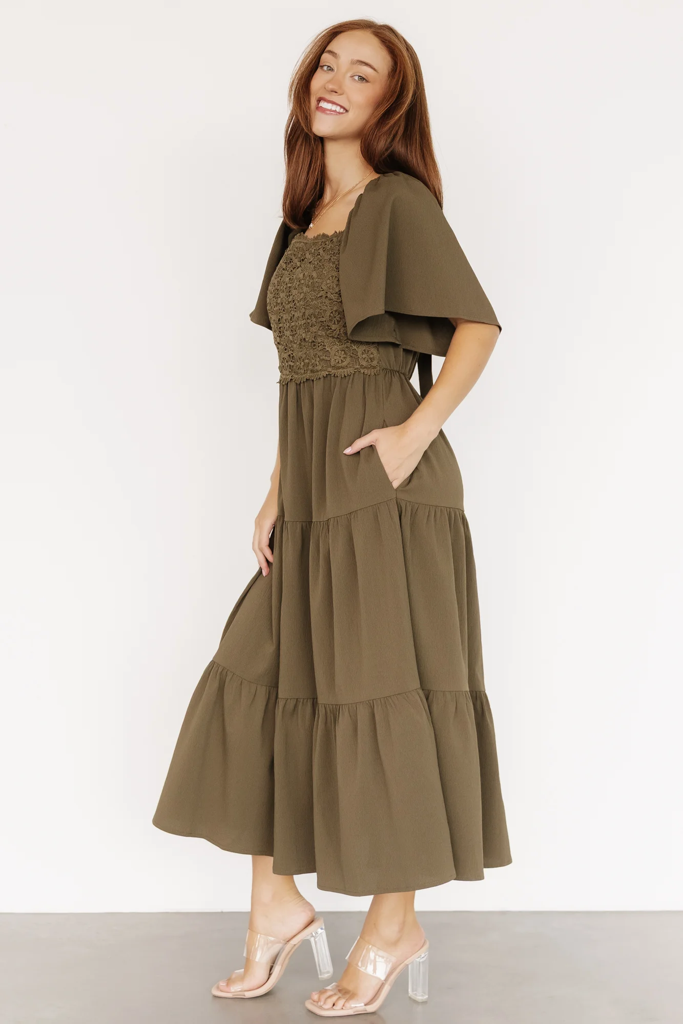 Fauna Lace Top Dress | Olive